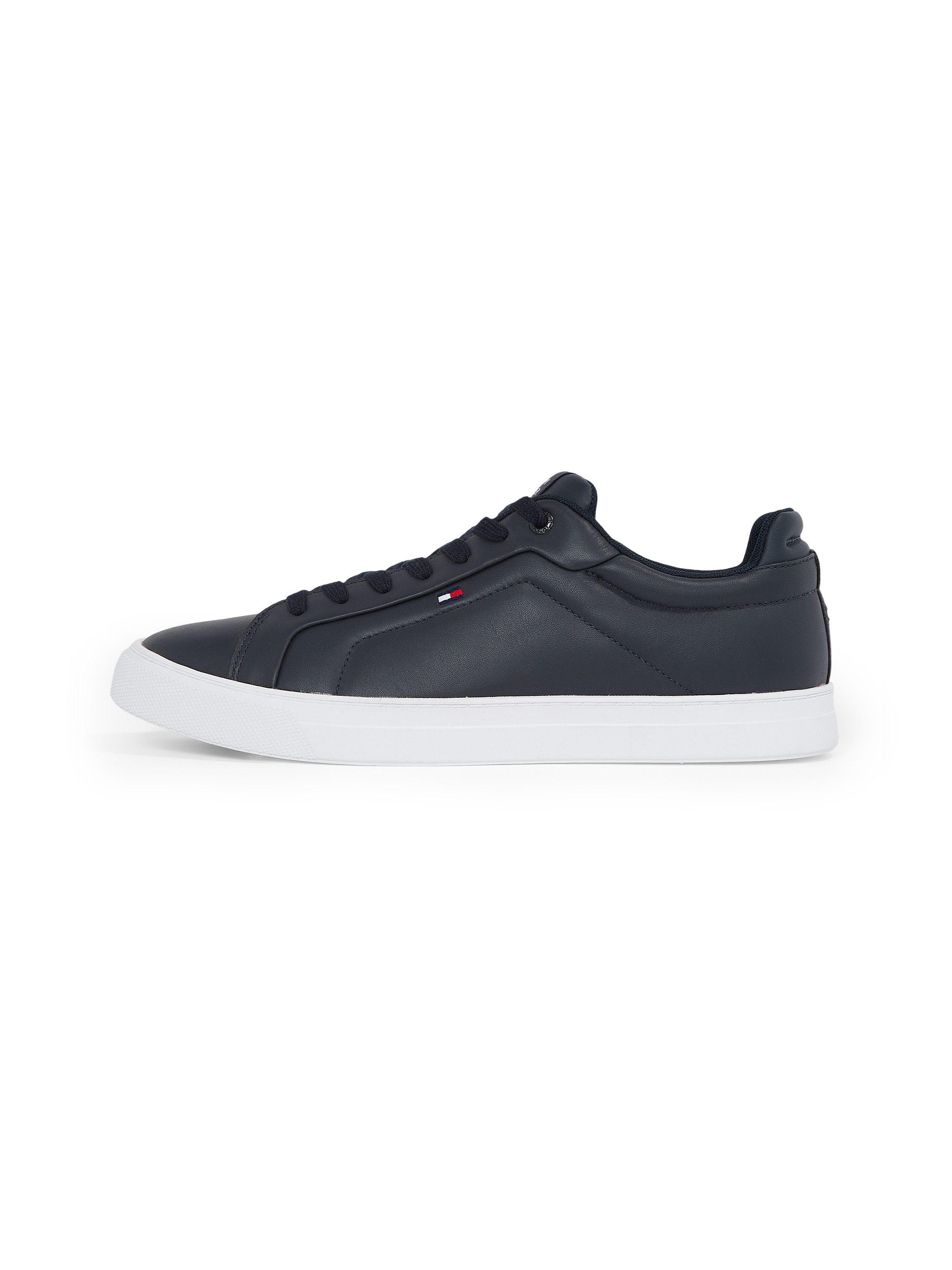 Tommy Hilfiger Plateausneakers ICON COURT LTH FLAG ESS vrijetijdsschoen, lage schoen, veterschoen met kleine logovlag