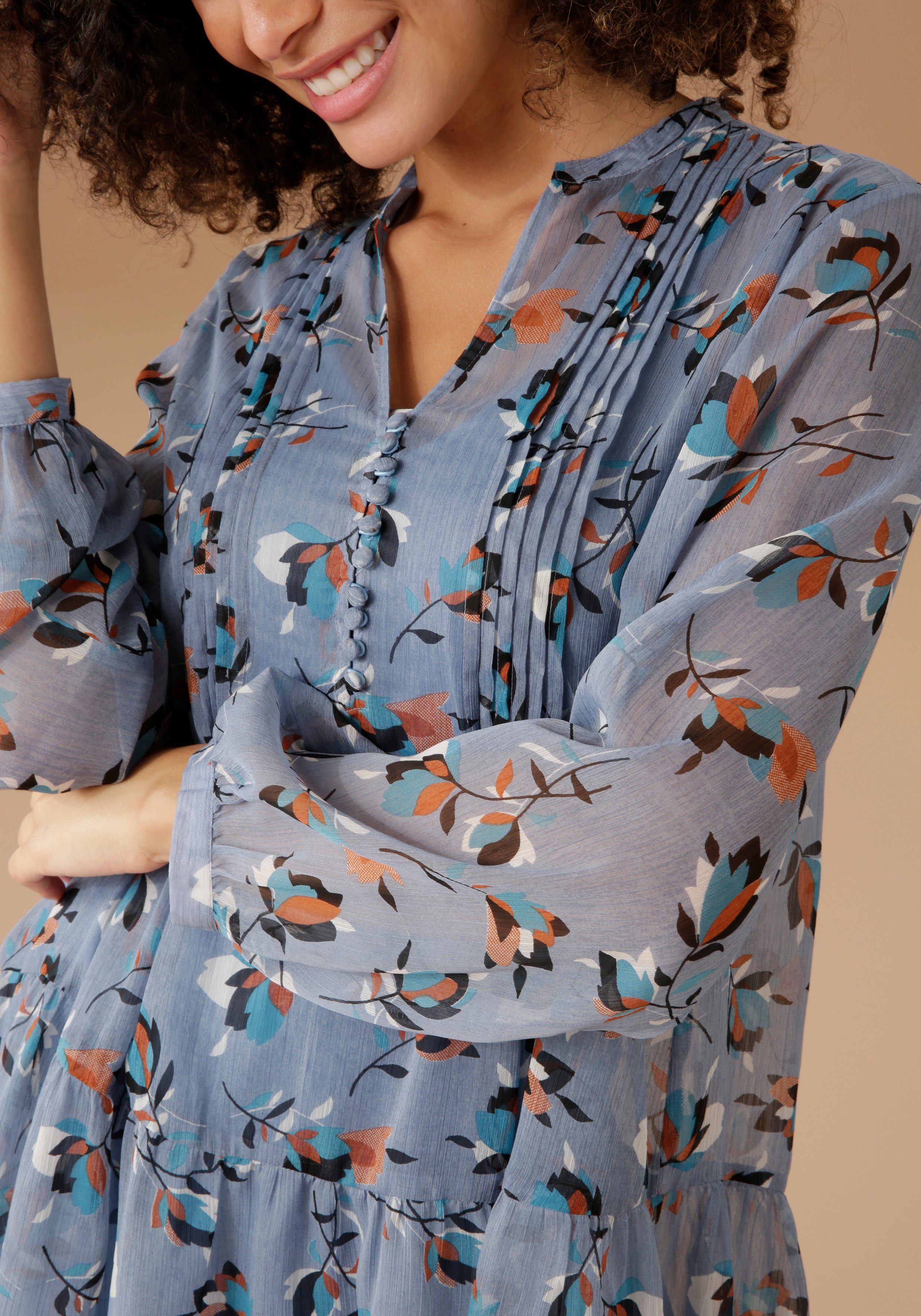 Aniston SELECTED Lange blouse met decoratieve biesgarnering