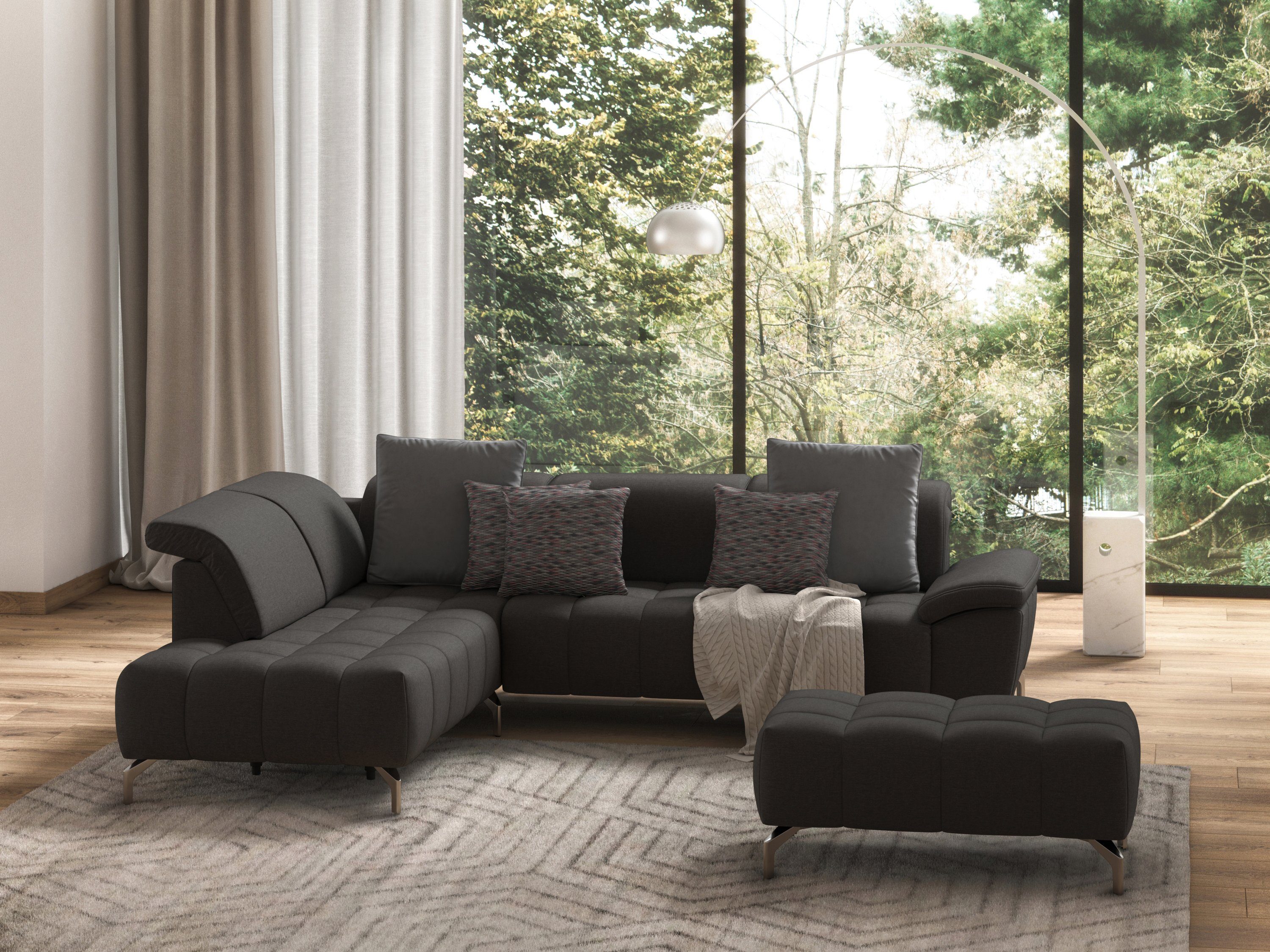 sit&more Hocker Blauw met zilverkleurige poten