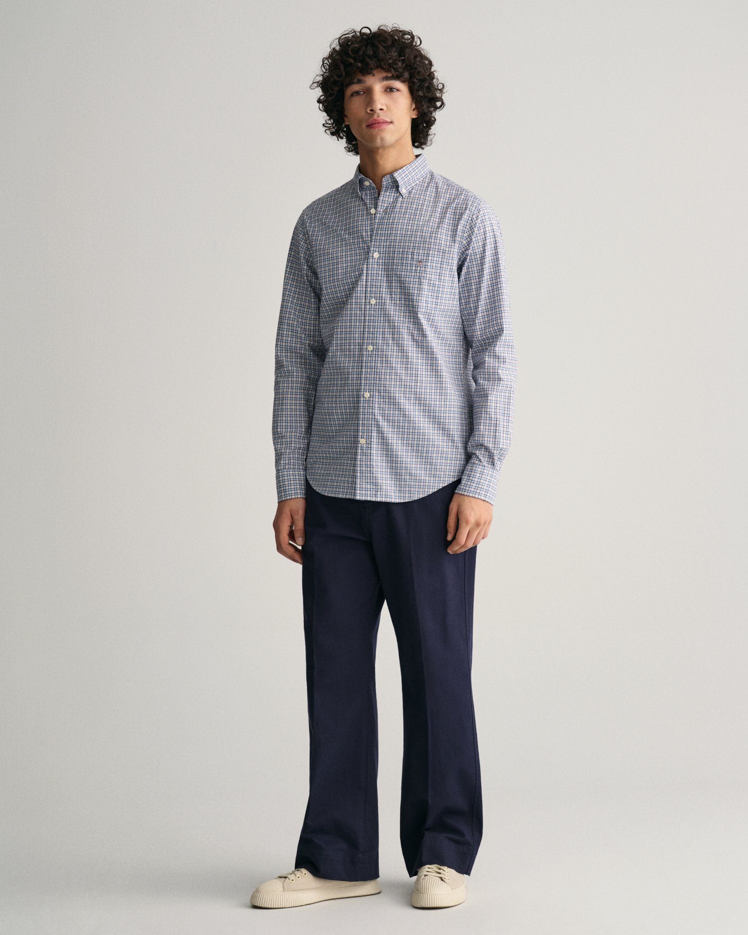 Gant Overhemd met lange mouwen REG POPLIN MICROCHECK SHIRT Micro-geruit, popeline, licht, duurzaam en onderhoudsvriendelijk