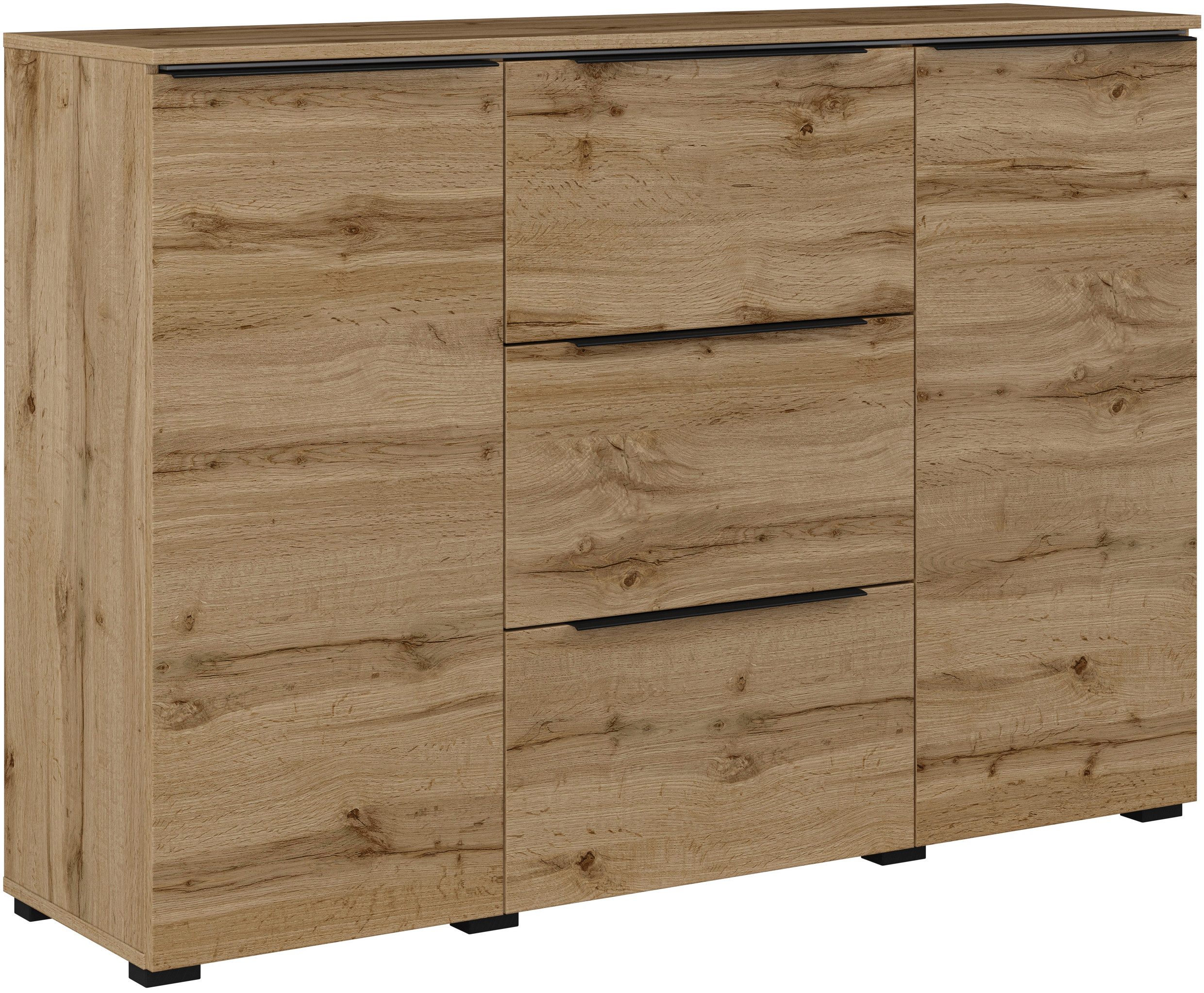 INOSIGN Dressoir Tana, breedte 132 cm, moderne commode 3 SK, 2 deuren Ladekast, sidetable met veel bergruimte, planken verstelbaar