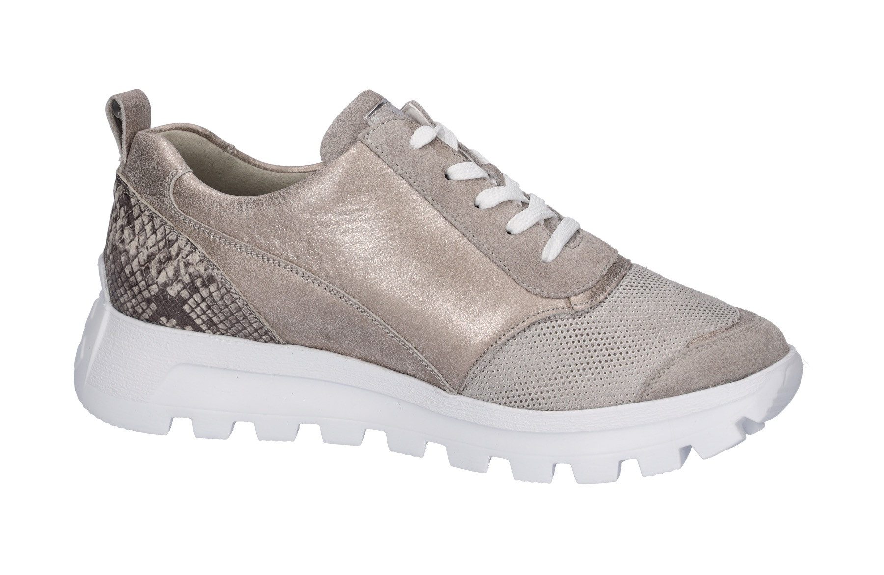 Waldläufer Plateausneakers H-AJALA , lage schoen, veterschoen, vrijetijdsschoen met contrasterende afwerkingen, breedte h
