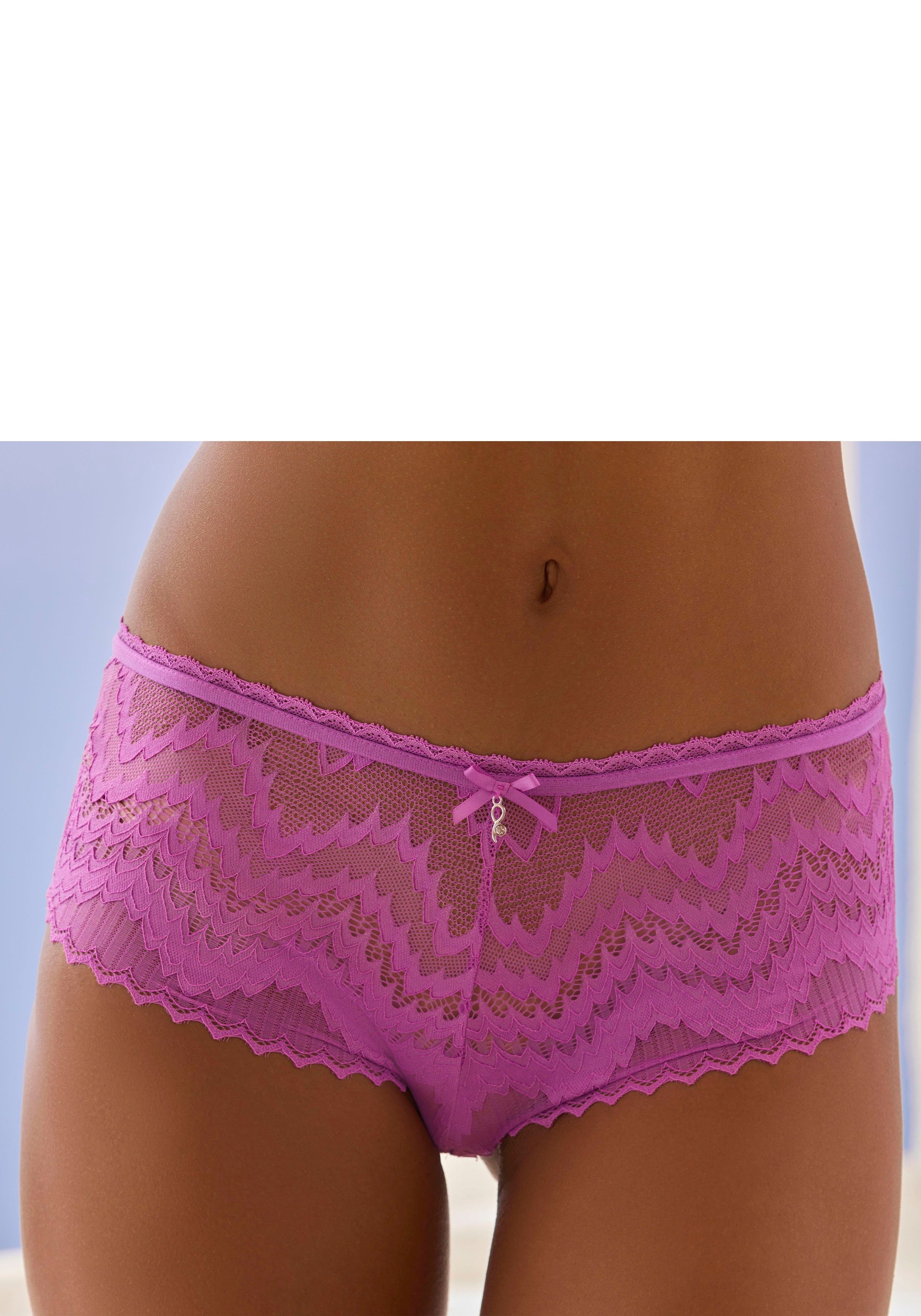 Lascana Hipster van modieuze zigzag-kant dames slips maat 32/34 paars