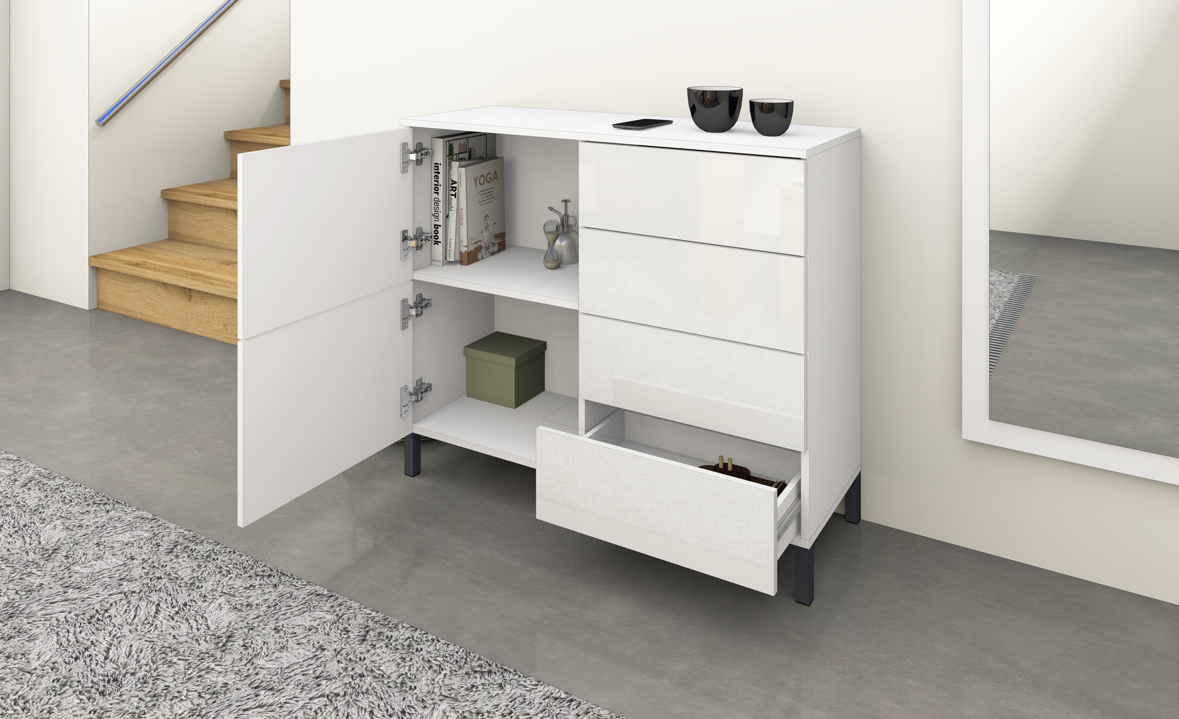 borchardt Möbel Kast Drukknop (Push-To-Open), in hoogte verstelbare planken