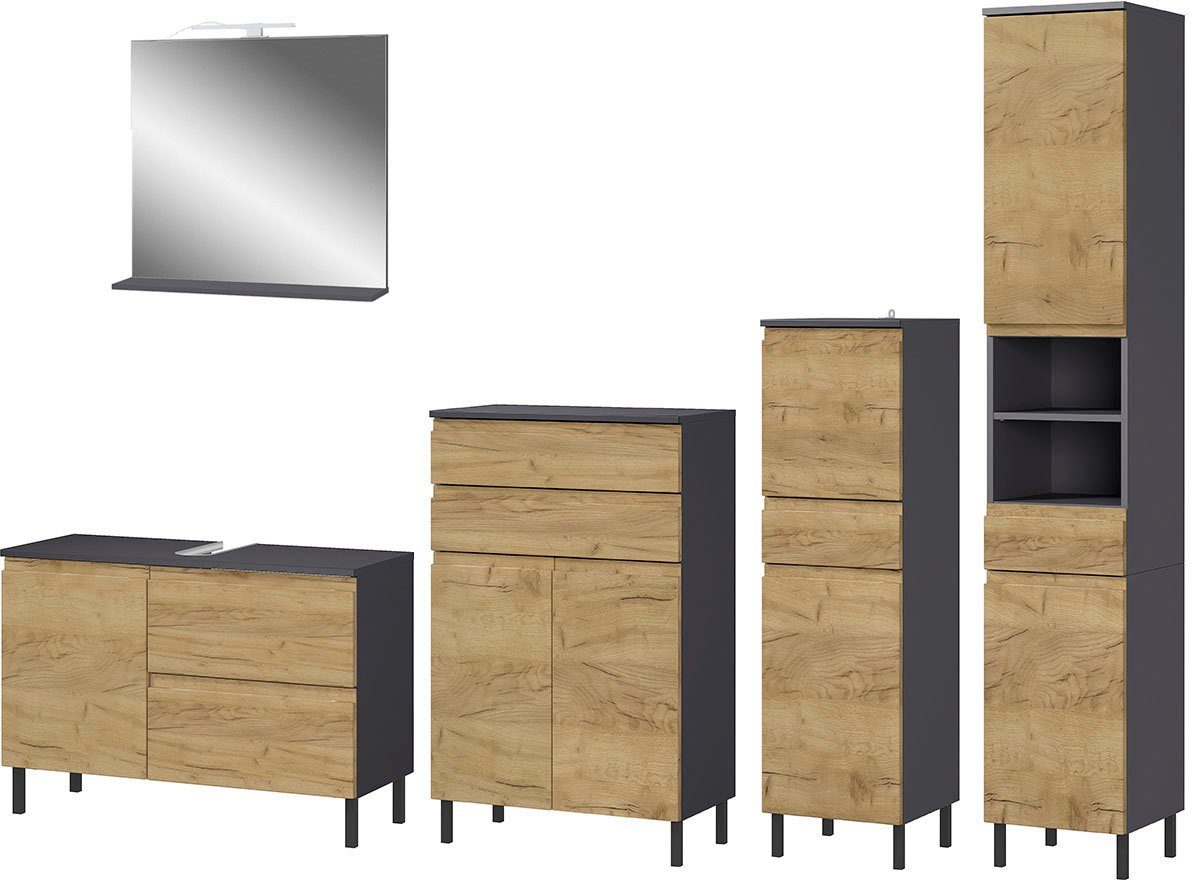 GERMANIA Badkamerserie Scantic (5-delig) badmeubelsets bruin