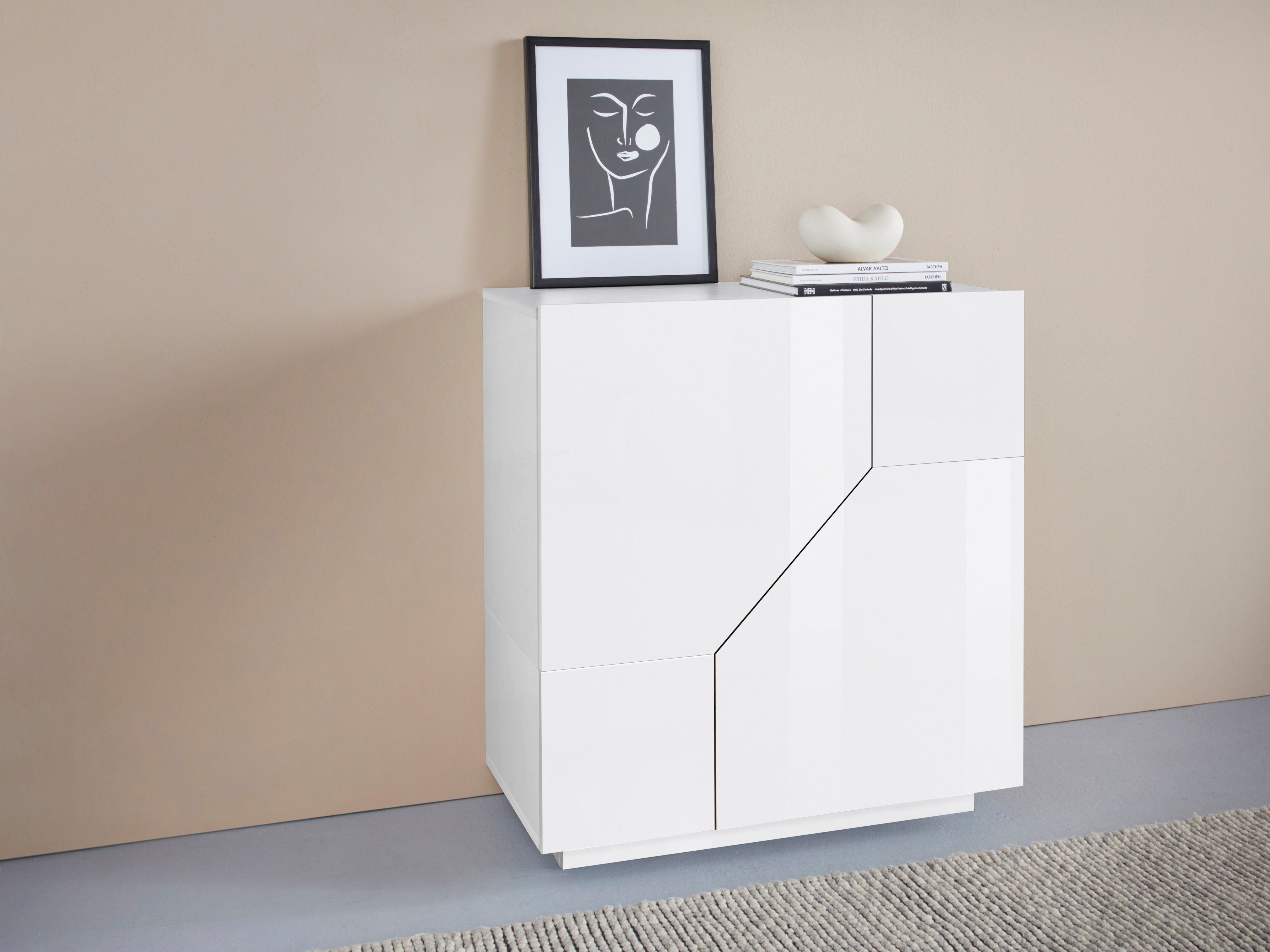 INOSIGN Dressoir ALIEN commode, kast, dressoir met 2 deuren en 2 vakken dressoirs wit