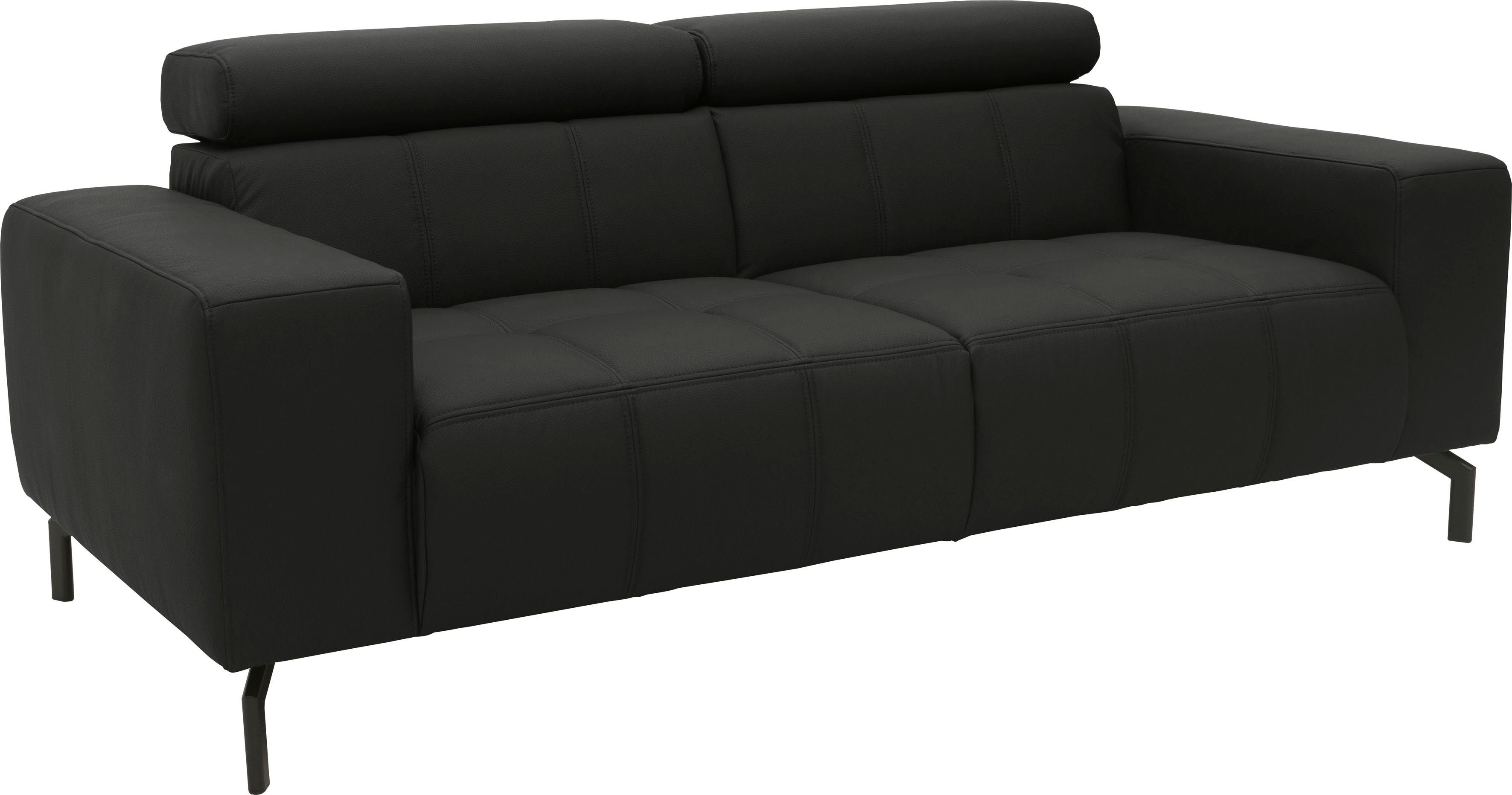 DOMO collection 2-zitsbank Cunelli tijdloos en elegant, moderne zitnaden als designelement, naar keuze met 6-voudig verstelbare hoofdsteunen, stevig zitcomfort