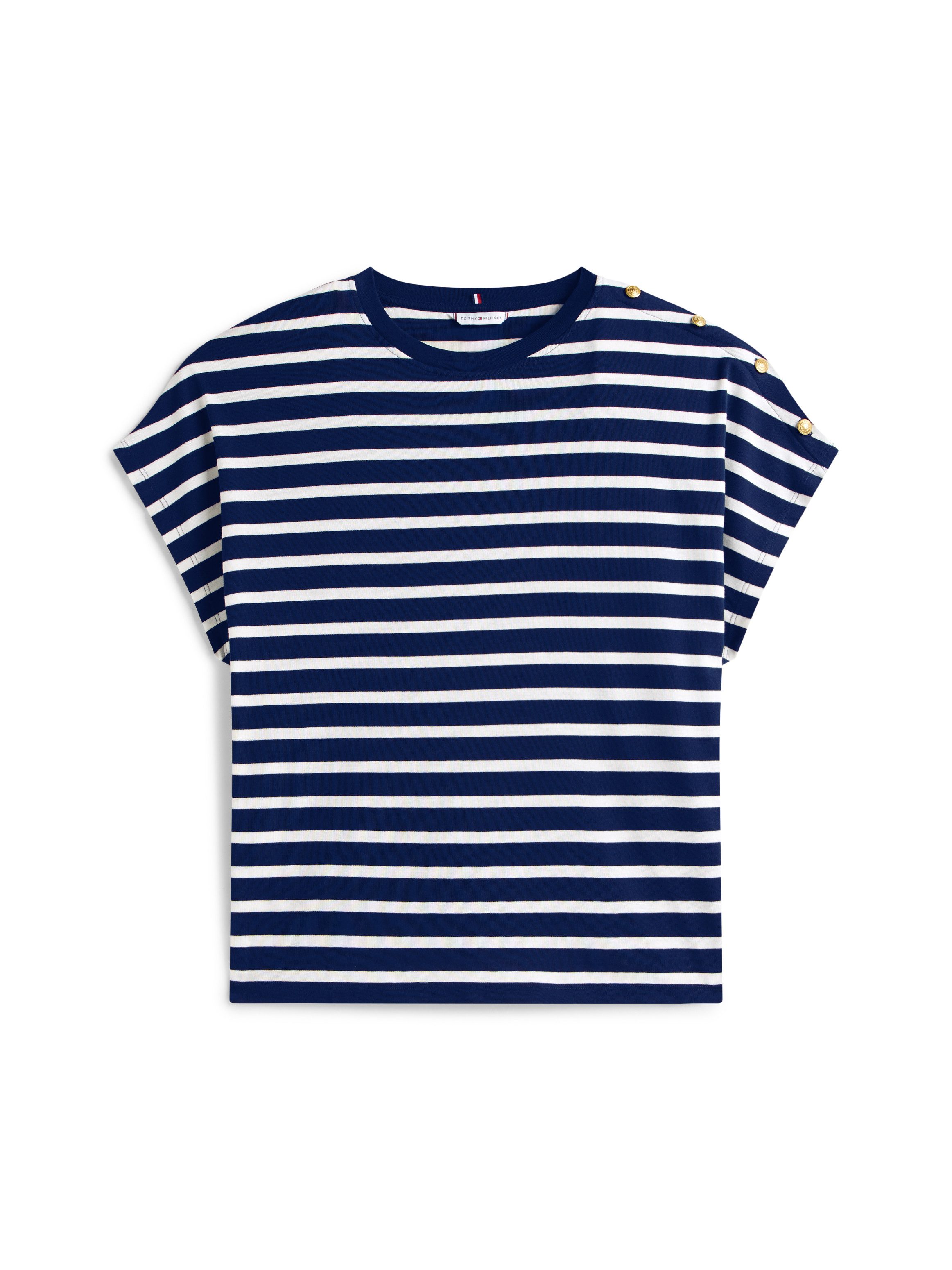 Tommy Hilfiger Curve Shirt met korte mouwen CRV GOLD BUTTON SS TEE