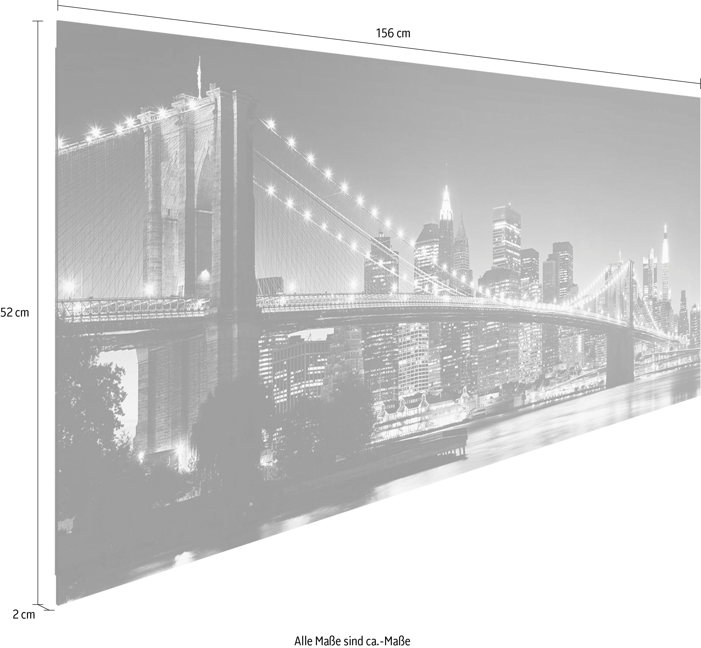 Reinders! Artprint op hout Decoratief paneel 52x156 New York - brooklyn bridge