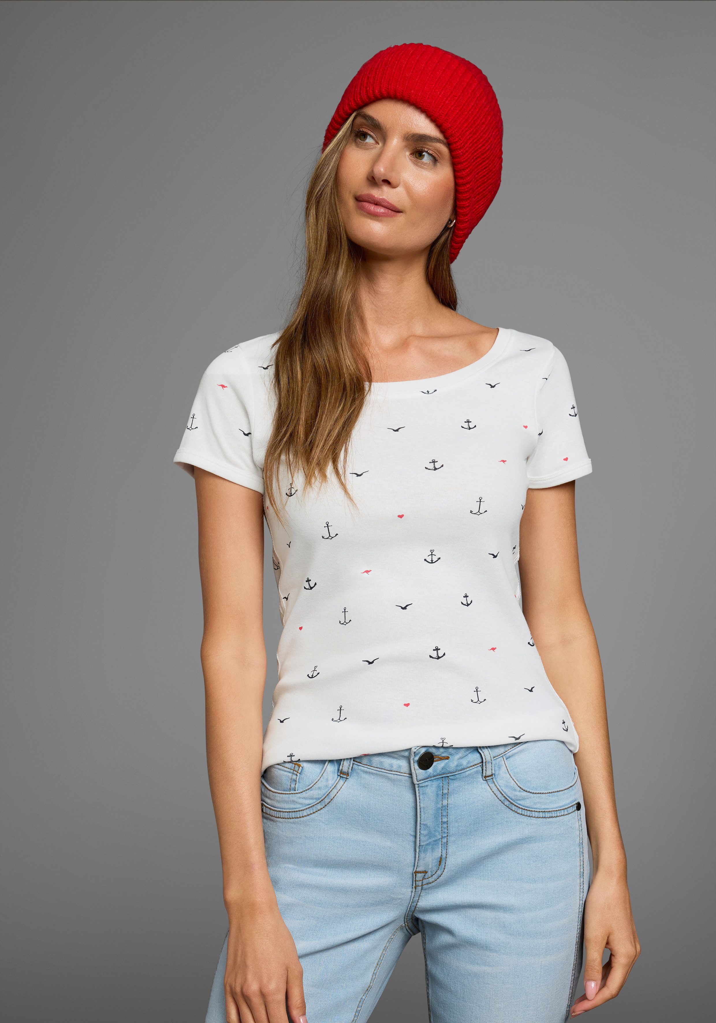 KangaROOS T-shirt korte mouwen, zeer figuurvolgend en heupbedekkend