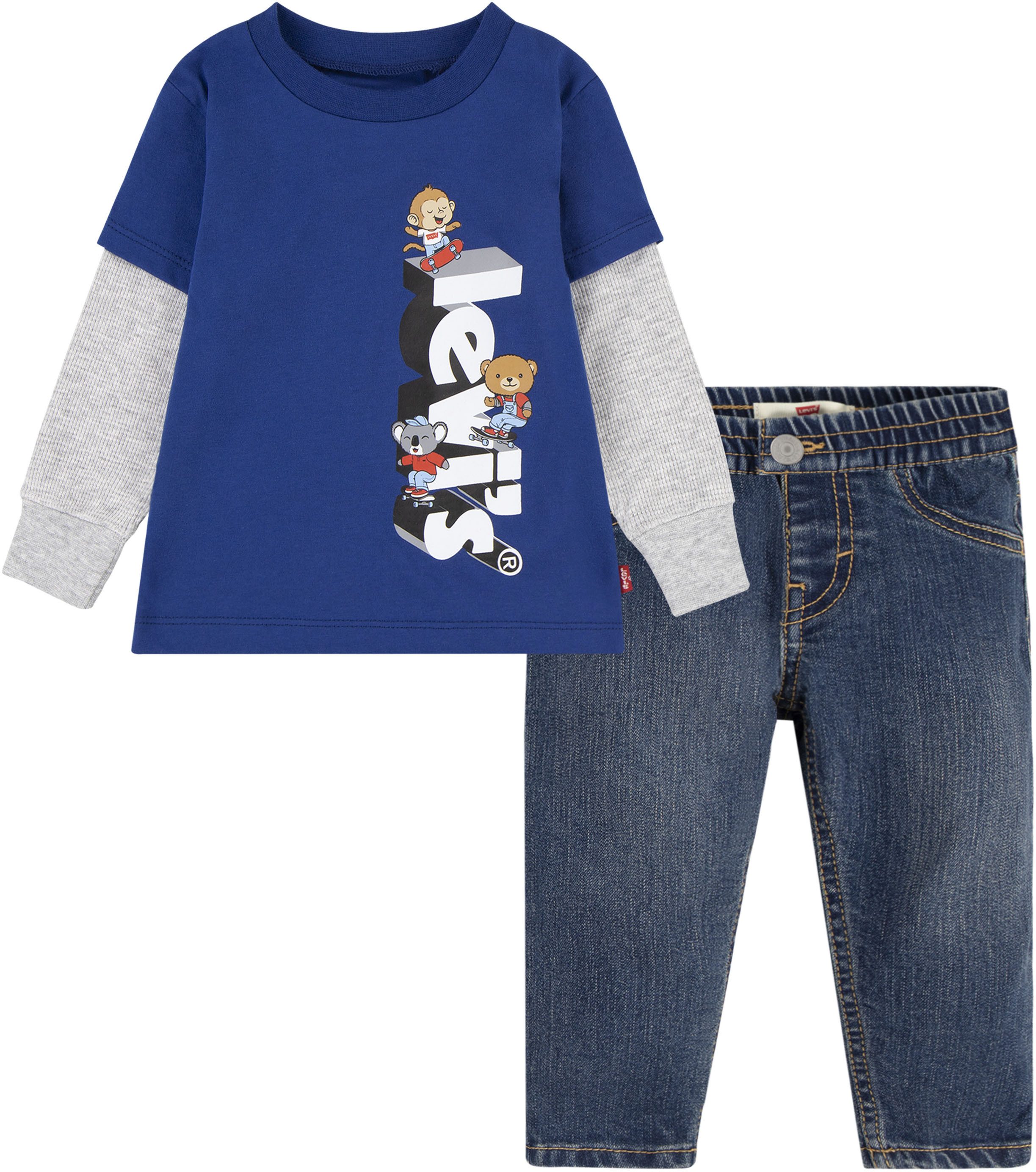 Levi's Kidswear Shirt met lange mouwen en broek SKATER DENIM (set, 2-delig)