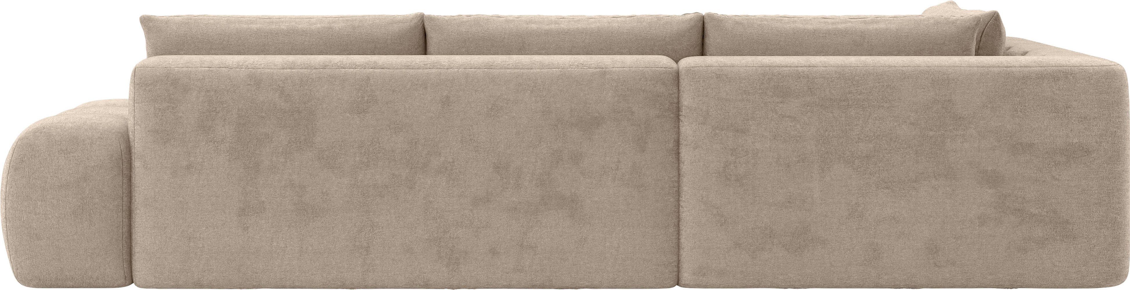INOSIGN Hoekbank AZITA designbank, elegant en comfortabel L-vorm losse rugkussens, droomachtige stiksels, comfortabele zit