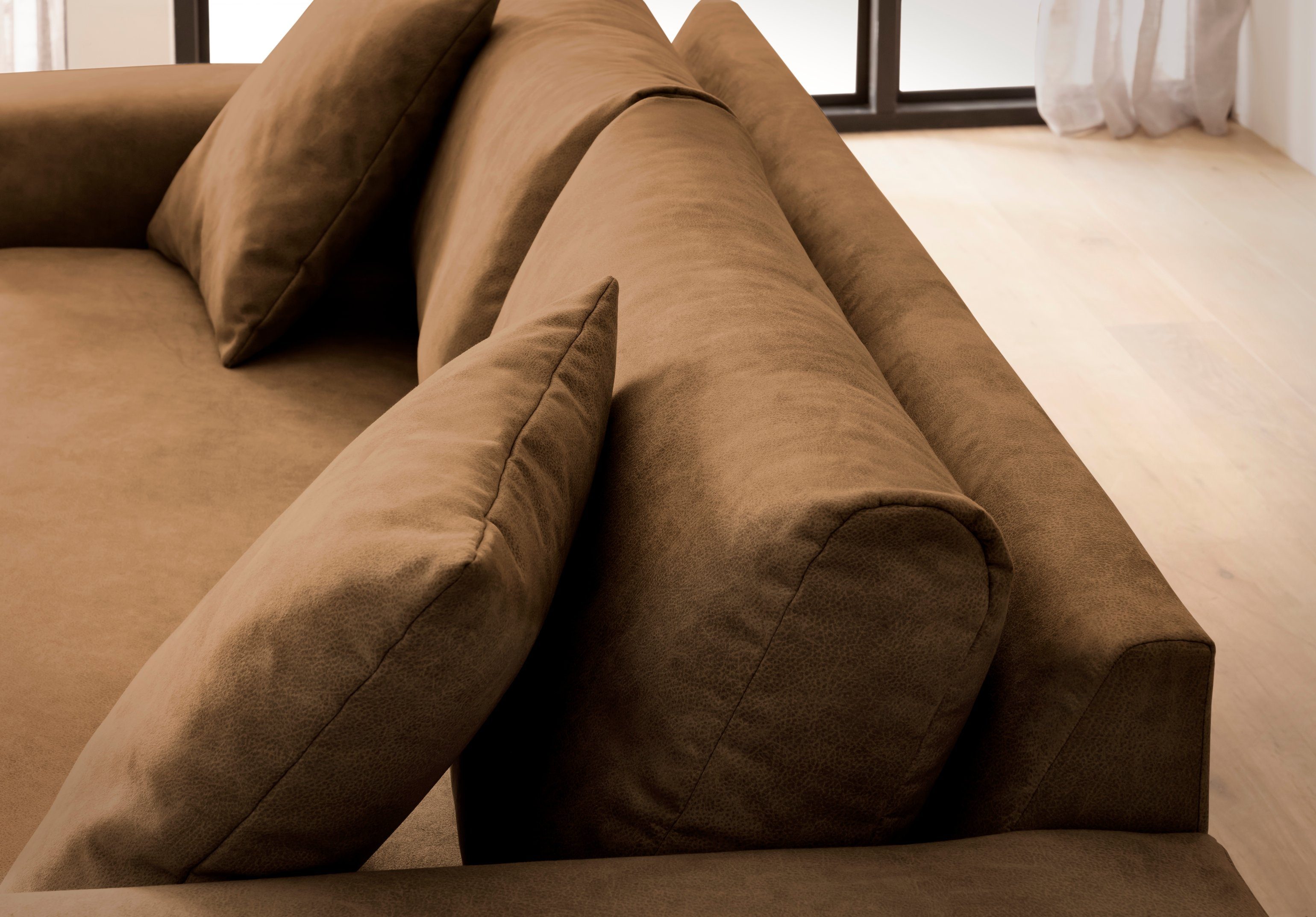 andas 3-zitsbank SLEETLAND XXL in fluweel of vintage lederlook