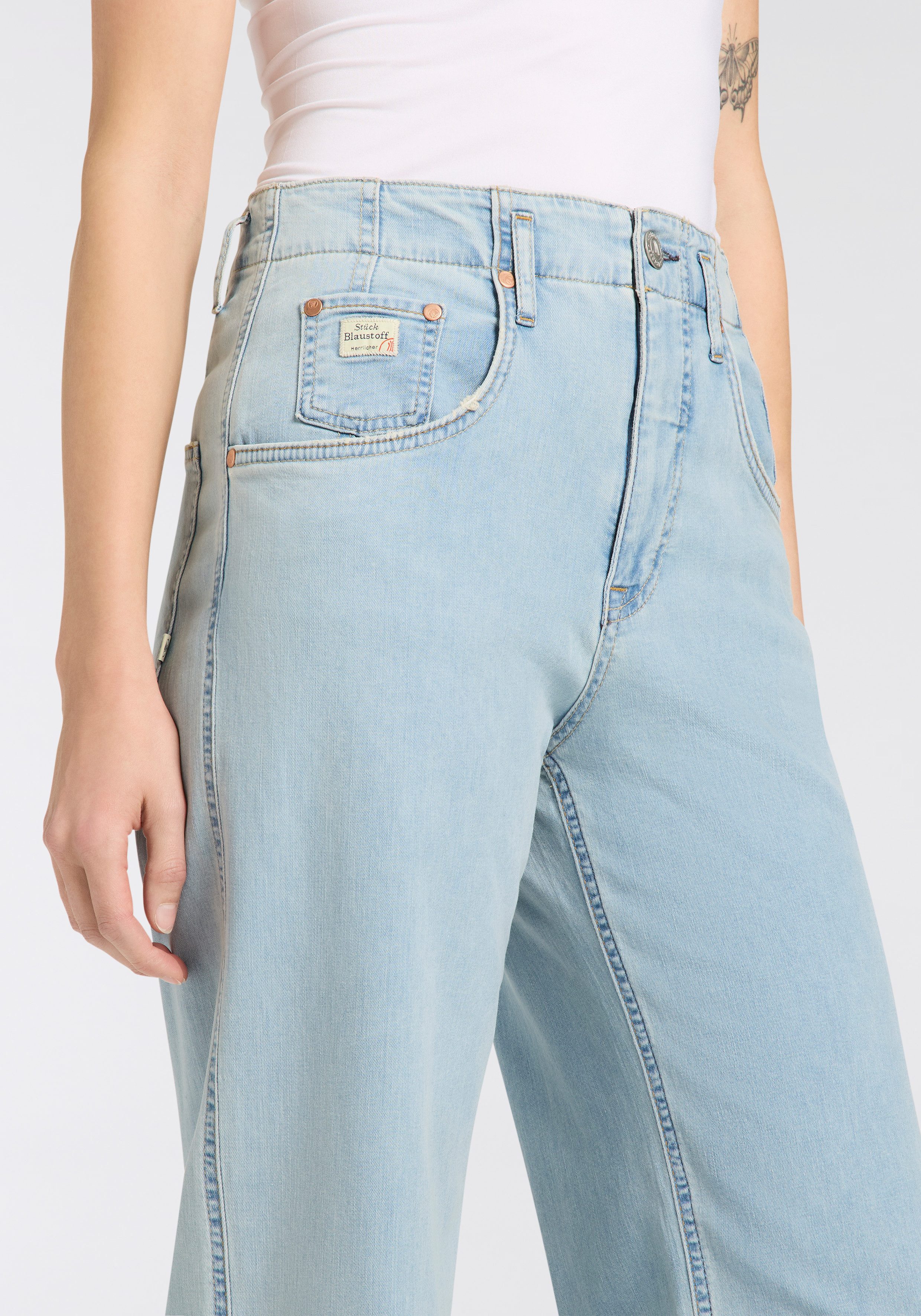 Herrlicher High-waist jeans Baggy Straight Recycled Denim Light