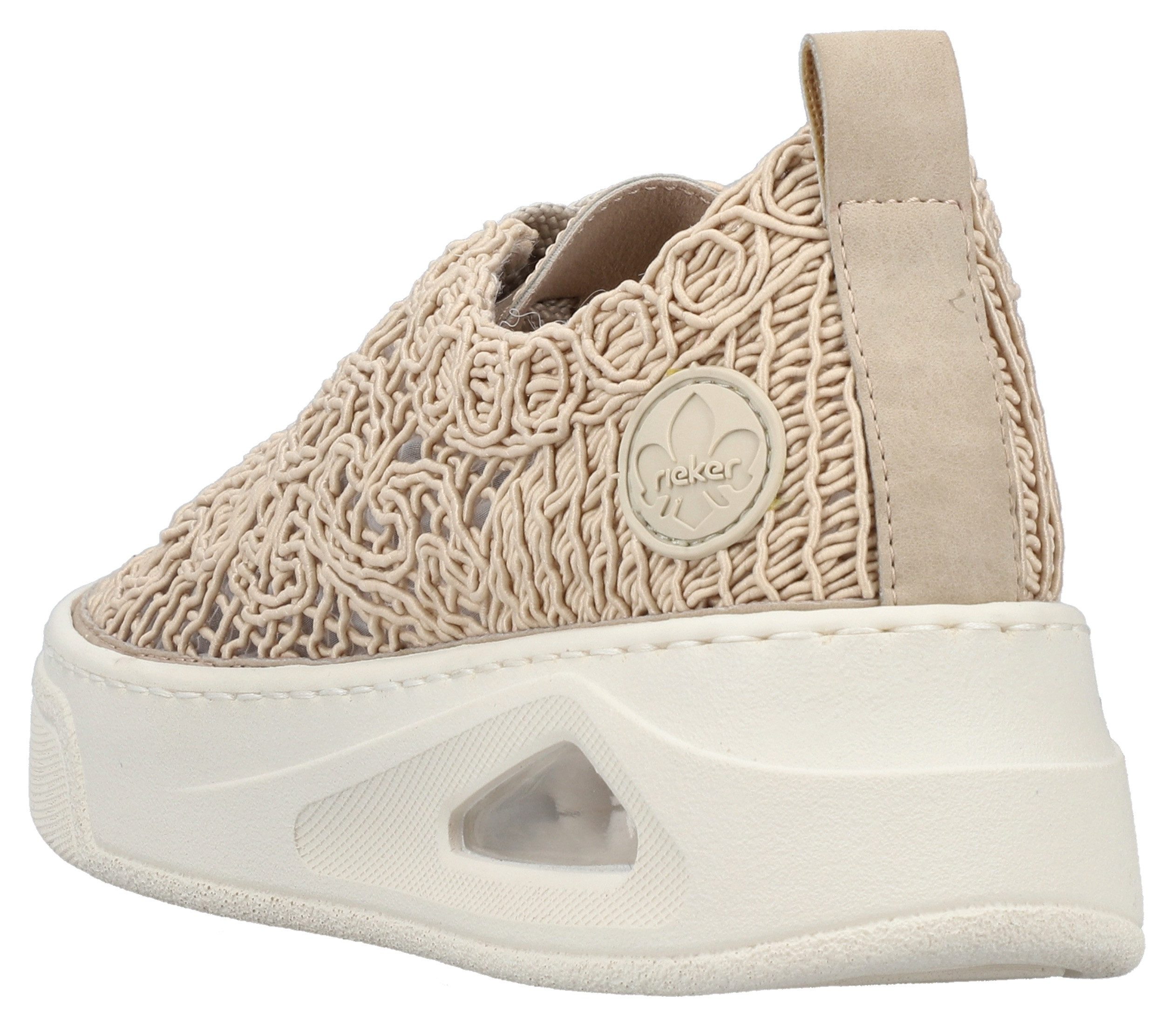 Rieker Plateausneakers , veterschoen, lage schoen in zomerse macramé-look