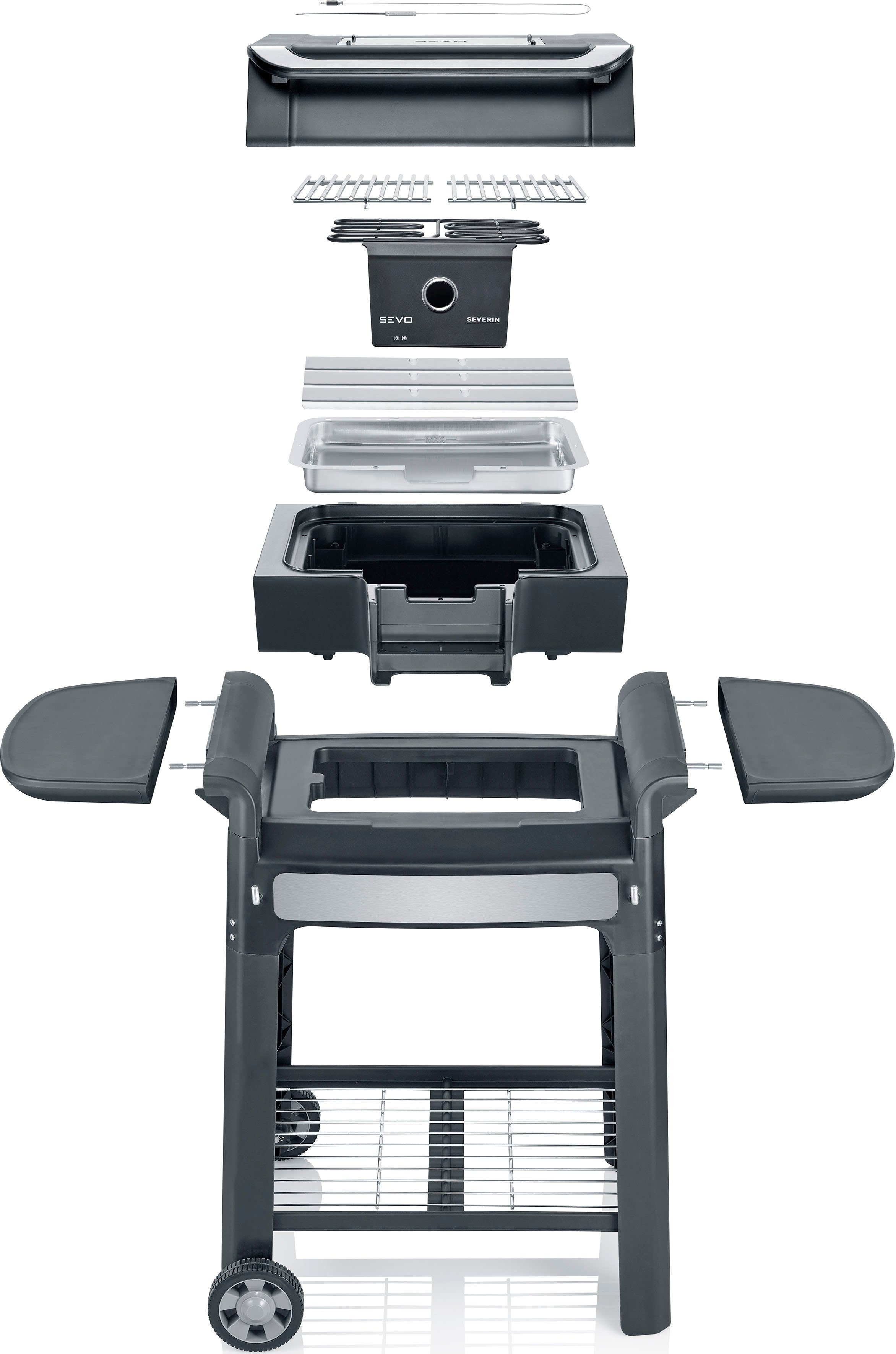 Severin Staande elektrische barbecue SEVO GTS PG 8107 snelle start, safe touch-oppervlak, ook als tafelgrill te gebruiken