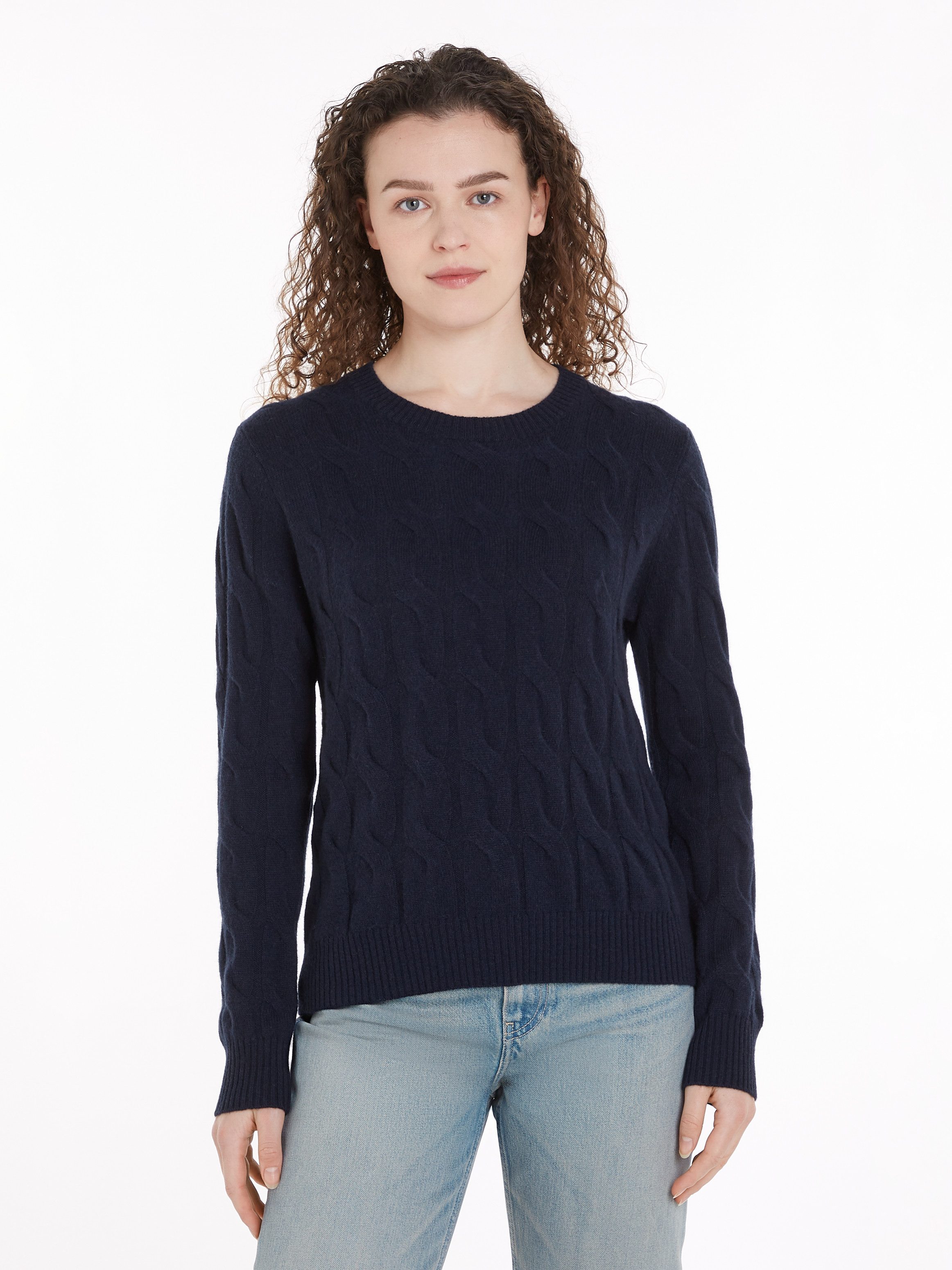 Tommy Hilfiger Gebreide trui SOFT WOOL CABLE C-NK met kabelpatroon ronde hals