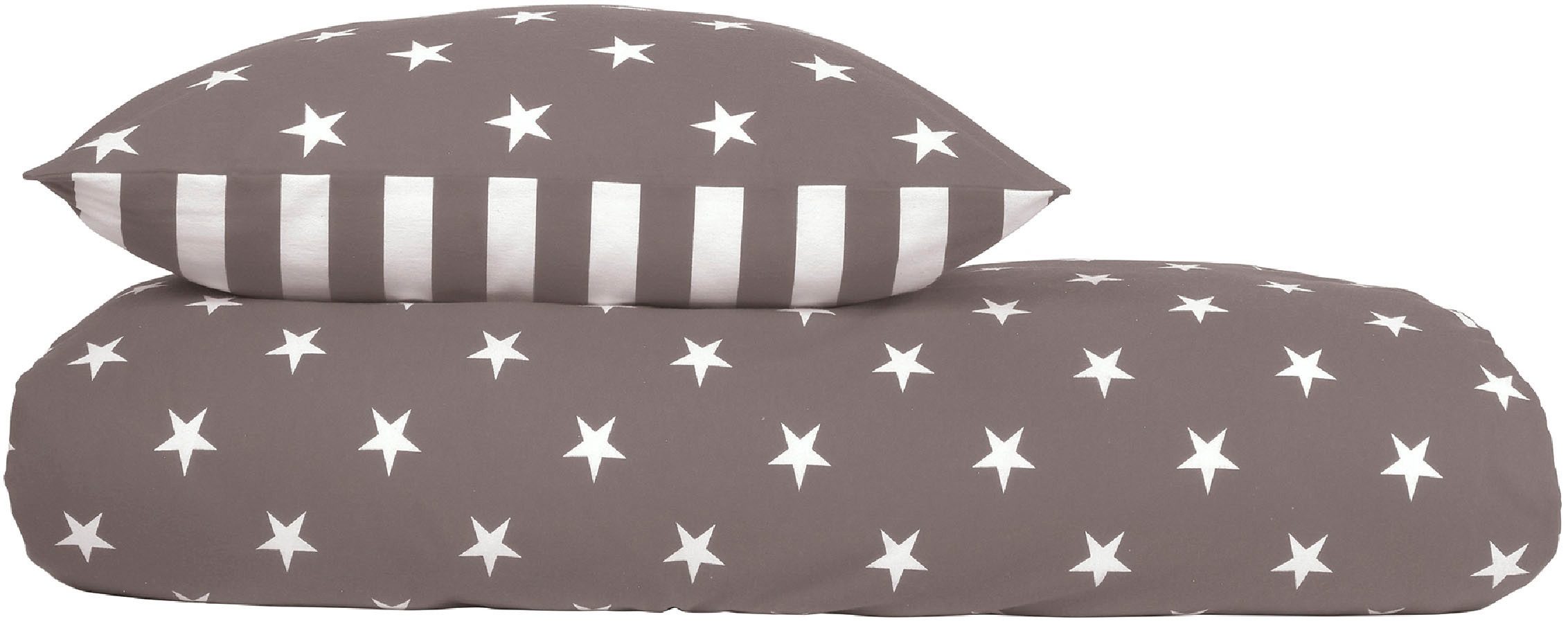 Schiesser Tweezijdig te gebruiken overtrekset Stars & Stripes van zacht katoen met sterrenprint (2-delig)