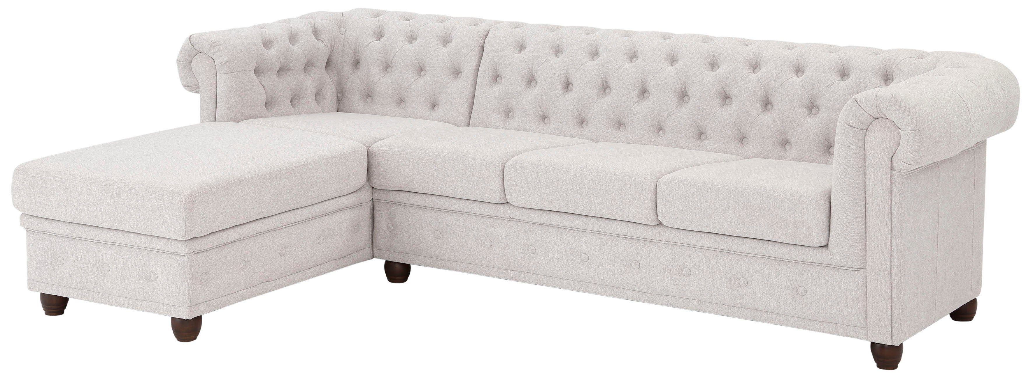 Home affaire Chesterfield-bank New Castle L-vorm hoogwaardige capitonnage in chesterfield-design, bxdxh: 255(171x72)