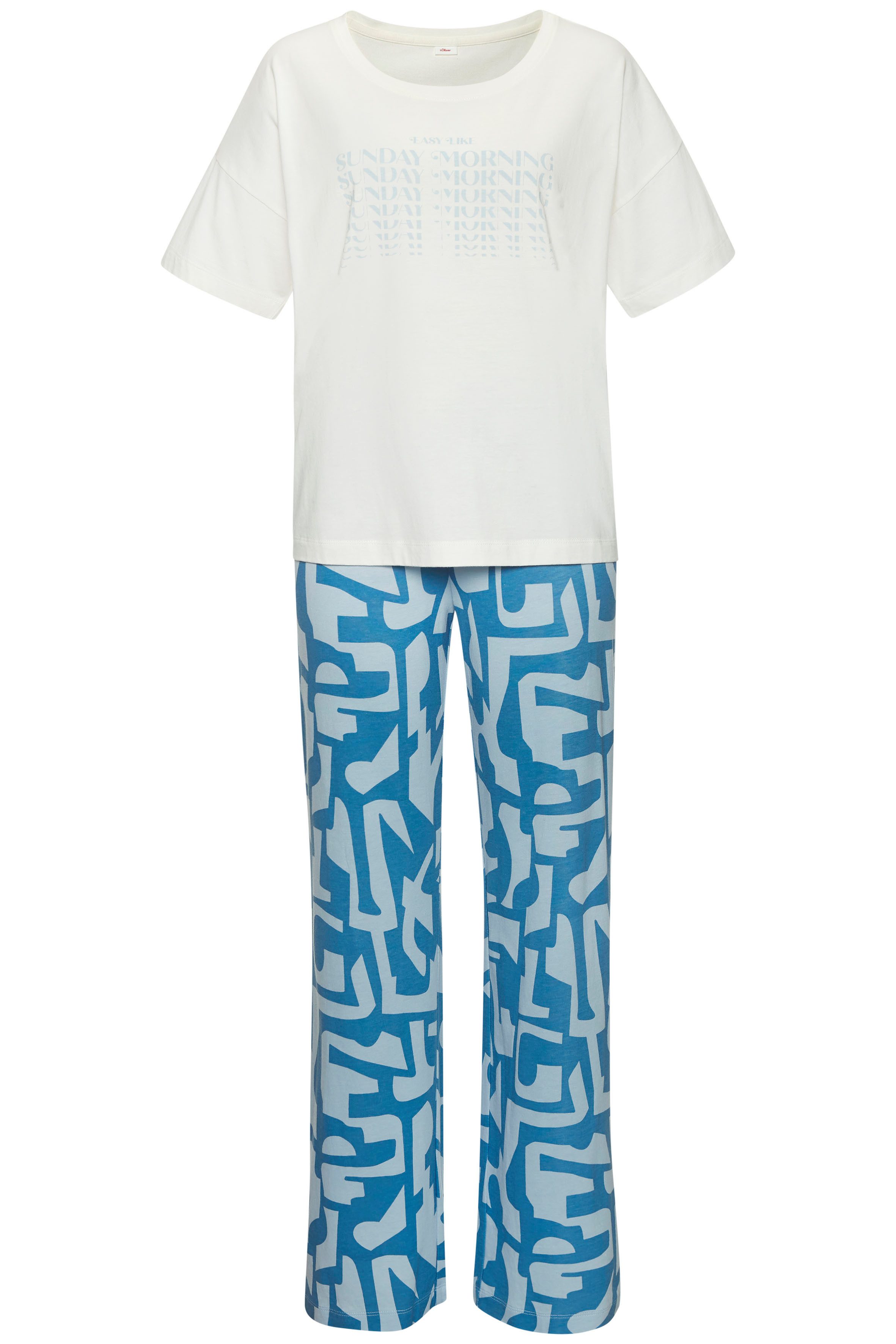 s.Oliver RED LABEL Beachwear Pyjama met grafische print (2-delig) dames pyjama's maat 32/34 blauw