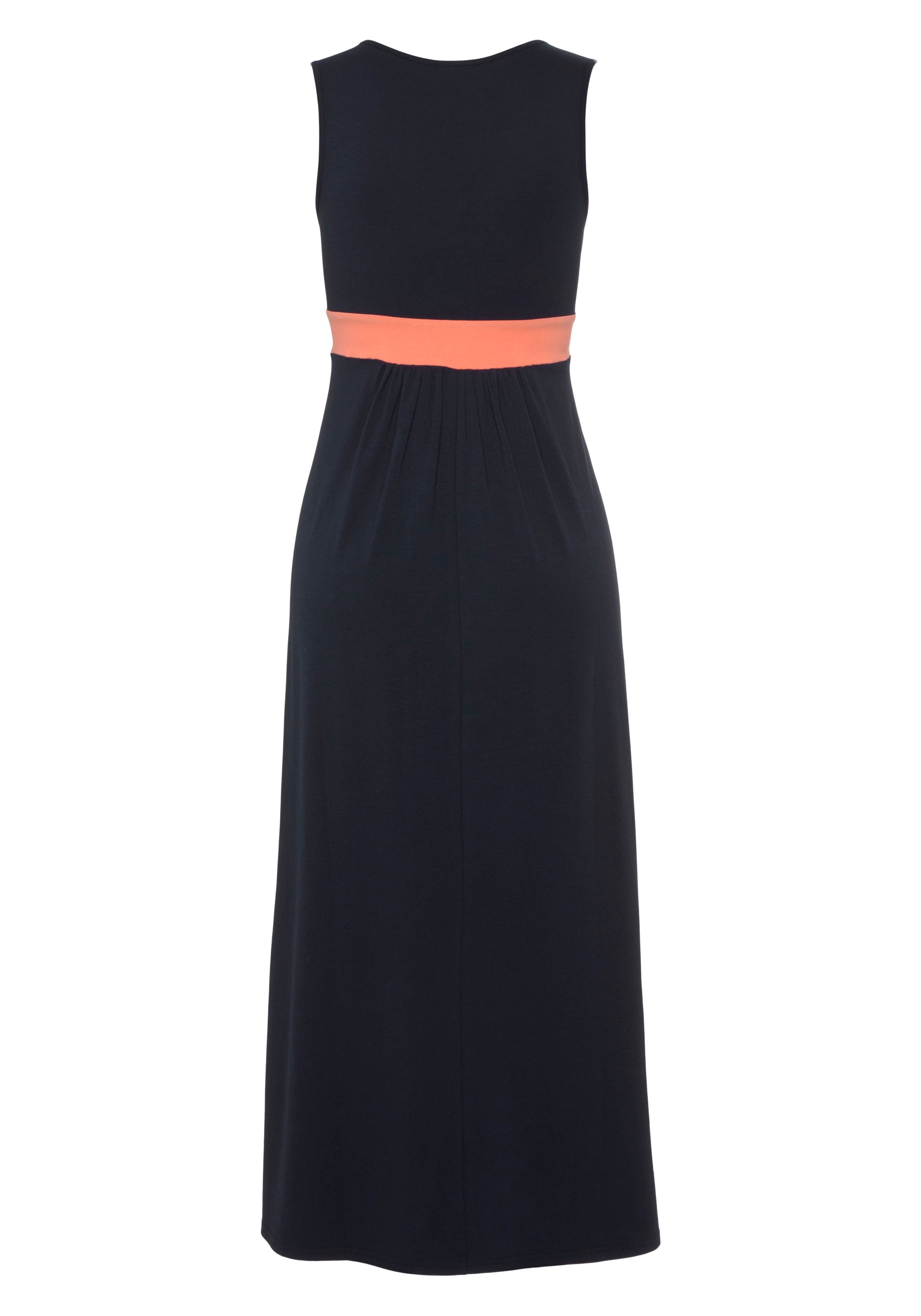 Lascana Maxi-jurk met gekleurde inzet en v-hals, zomerjurk, strandjurk