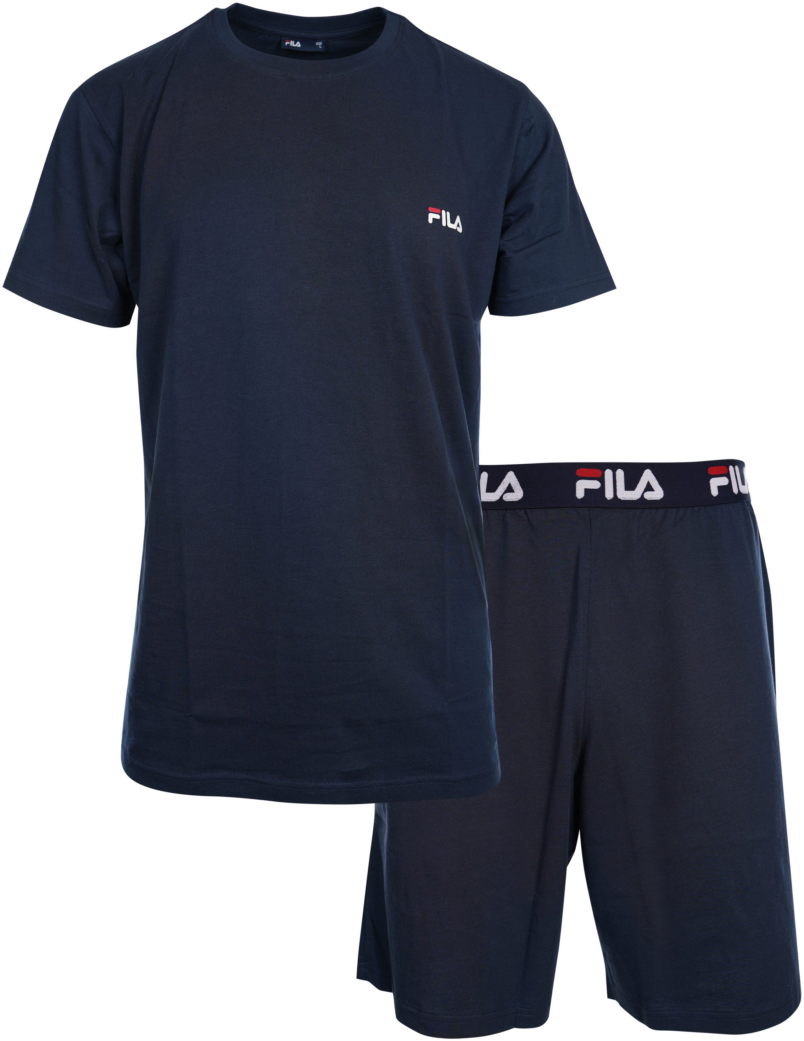 Fila Shortama Broek met elastische logoband en kortarmshirt (2-delig, 2-delig)