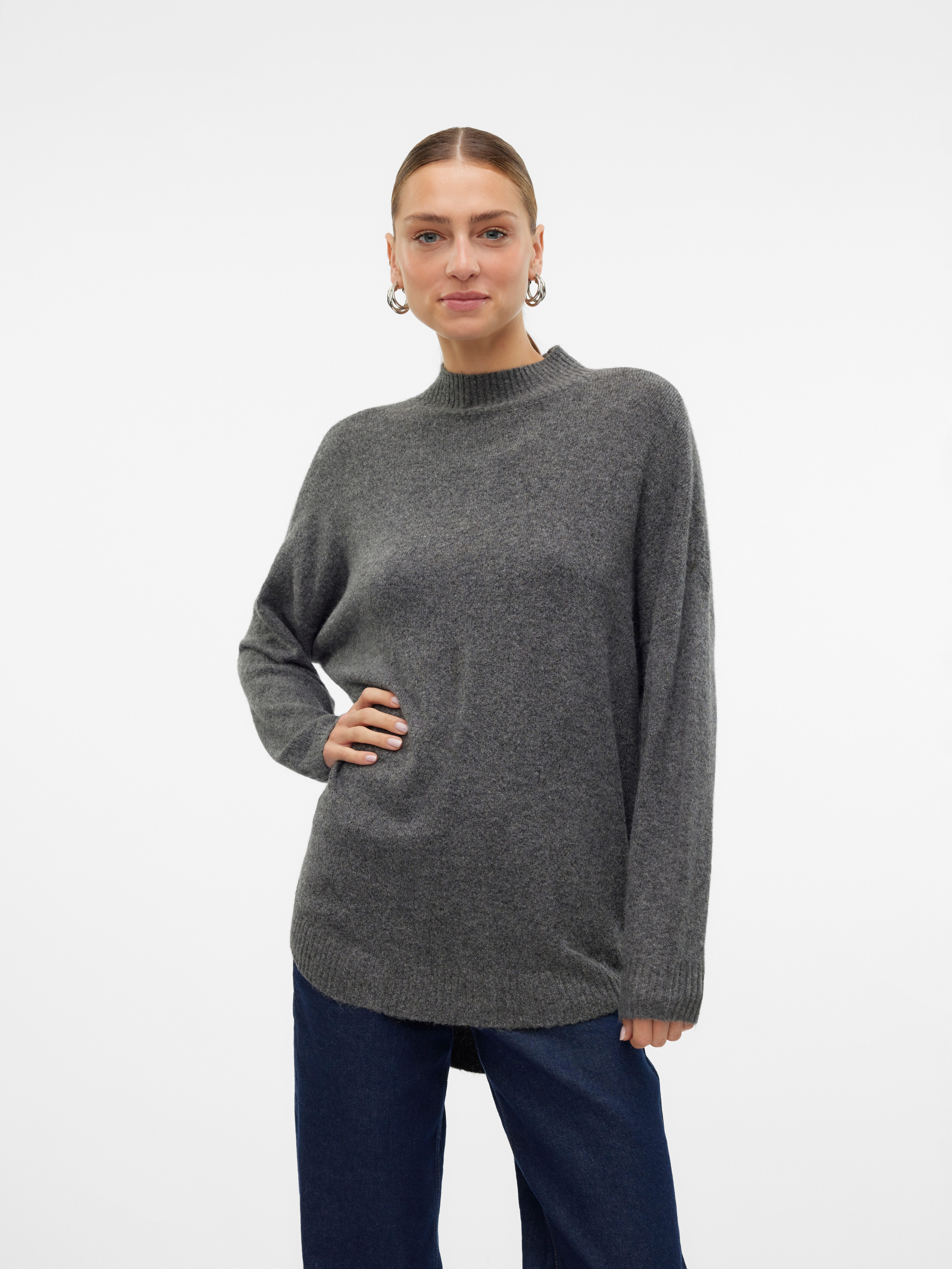 Vero Moda Gebreide trui VMPLAZA LS HIGHNECK LONG PULLOVER GA BOO