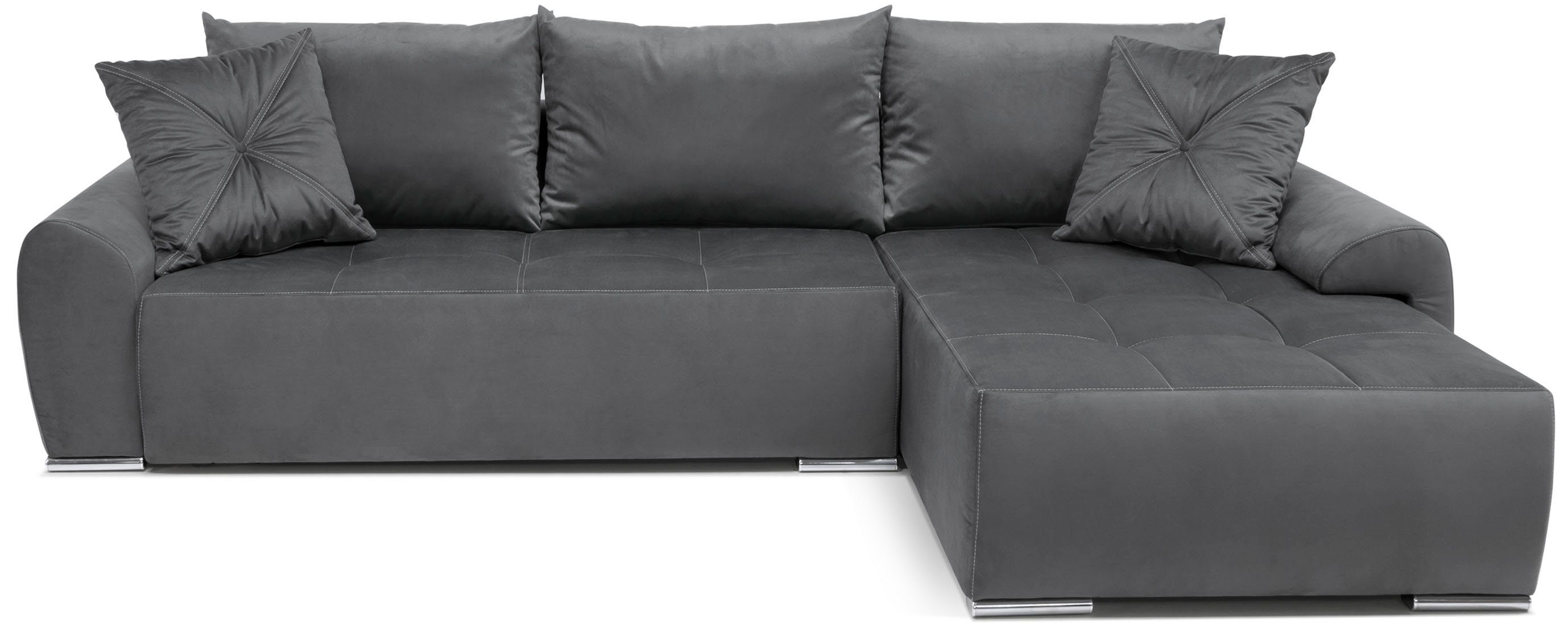 COLLECTION AB Hoekbank Bilbao L-vorm incl. slaapfunctie, bedbox en sierkussens met stras