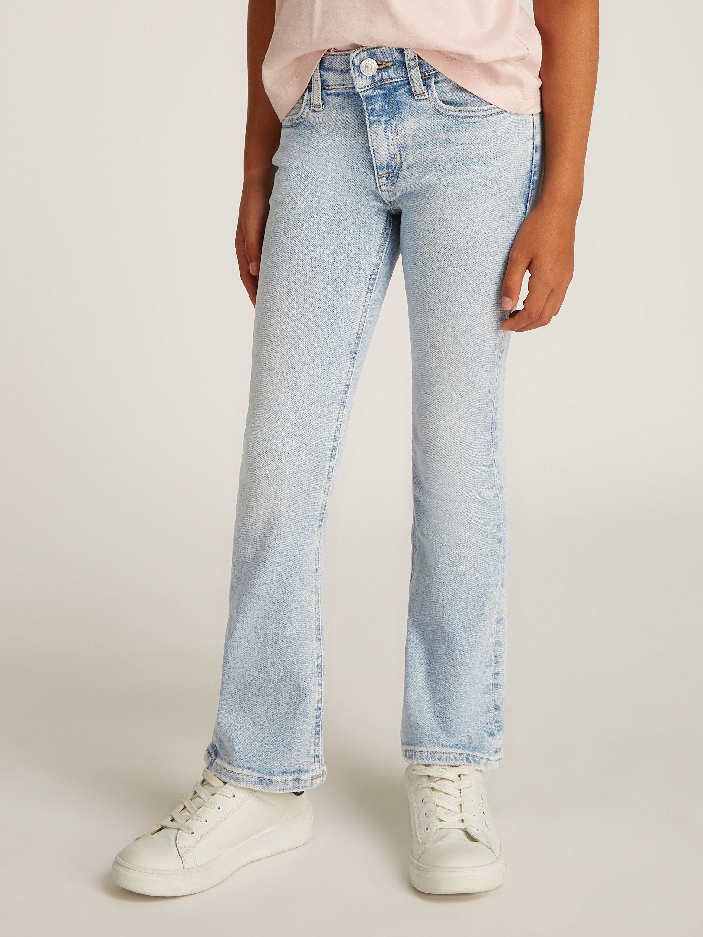 Calvin Klein Bootcut jeans MR FLARE LIGHT BLUE VISUAL DENIM voor kinderen tot 16 jaar met logopatch