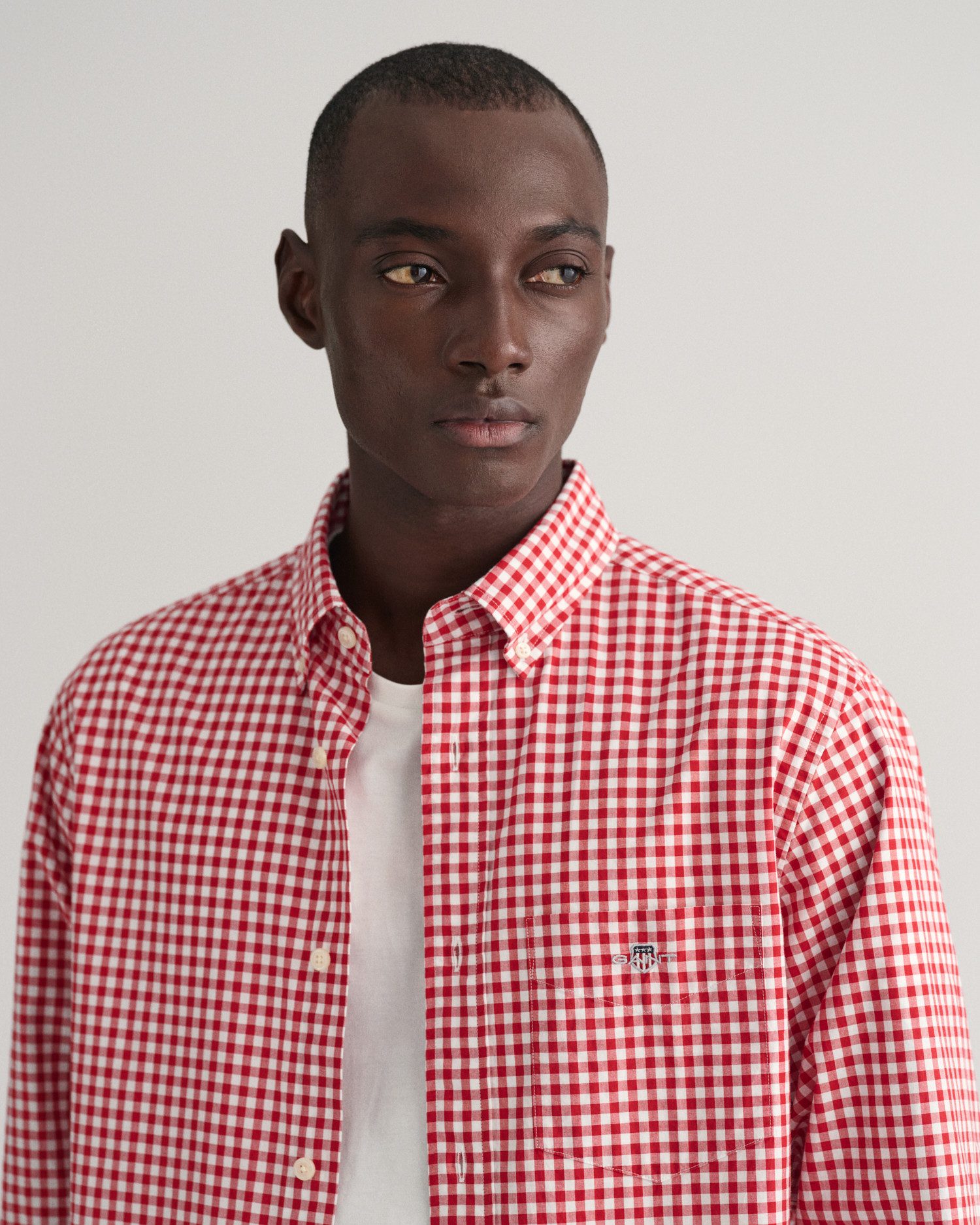 Gant Overhemd met lange mouwen REG POPLIN GINGHAM SHIRT met logoborduursel op borsthoogte