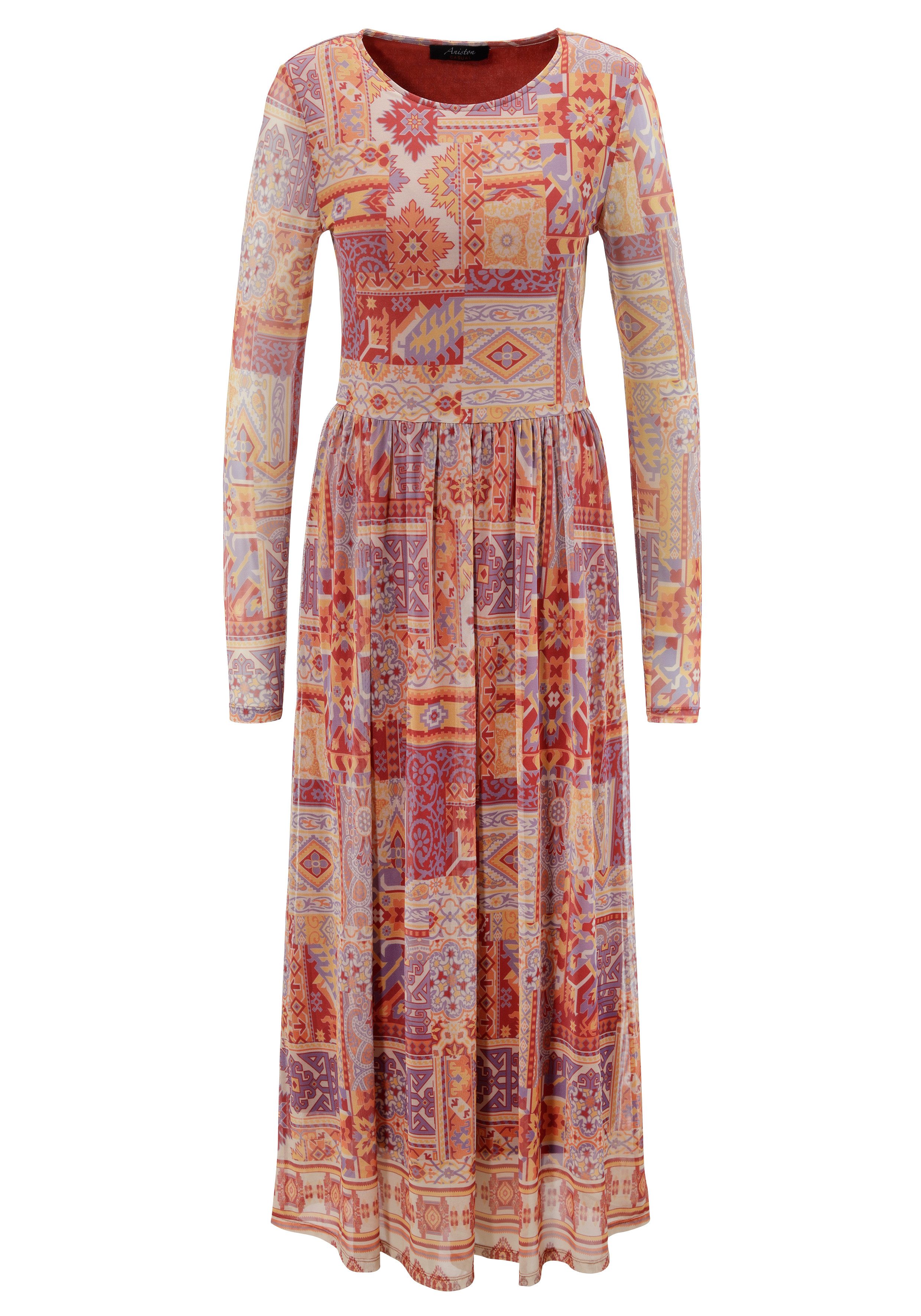 Aniston CASUAL Midi-jurk met kleurharmonieuze etnische print - nieuwe collectie