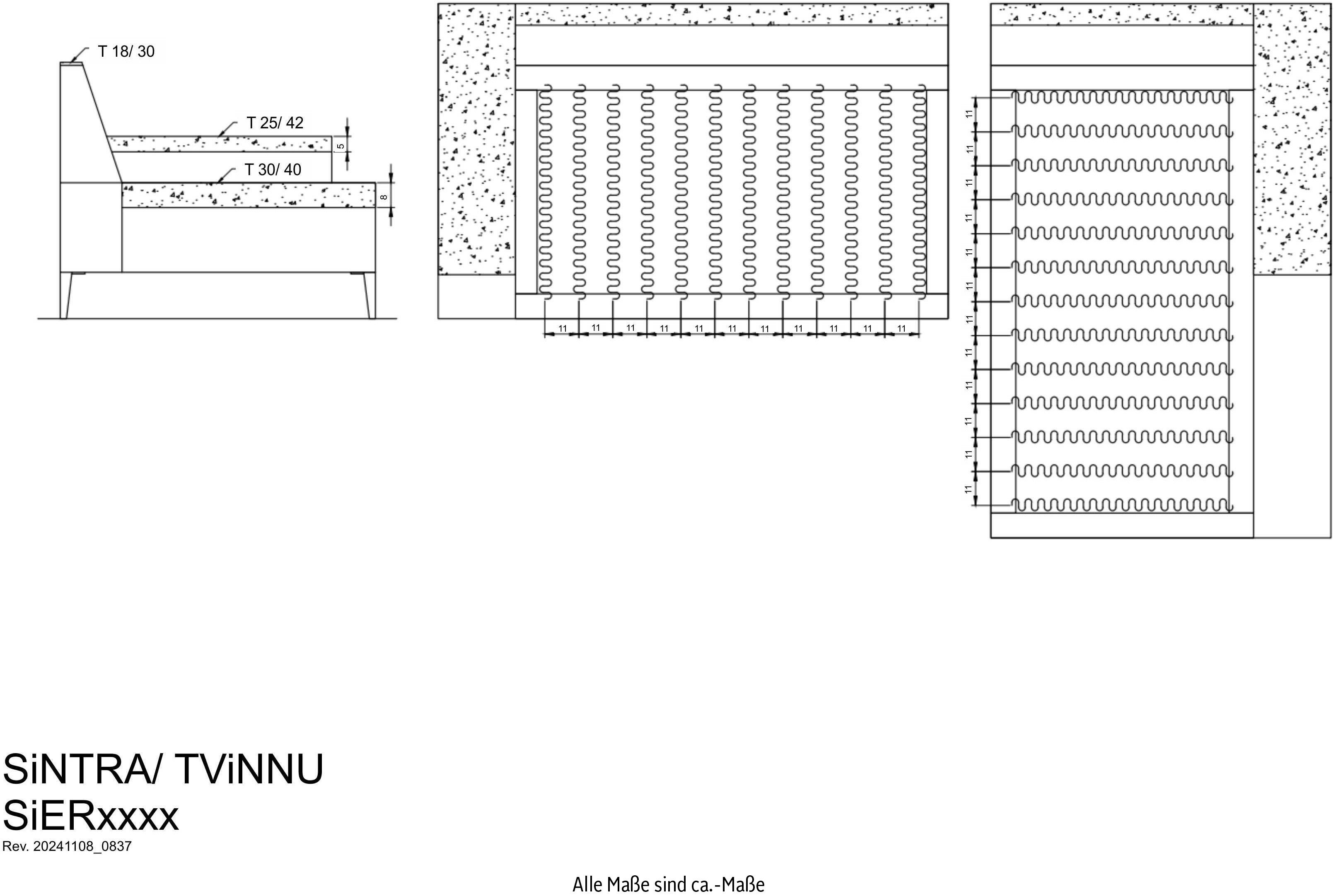 andas Zithoek TVINNU, Polsterecke L-Form, Schlaffunktion, met Hocker (set, 2-delig)