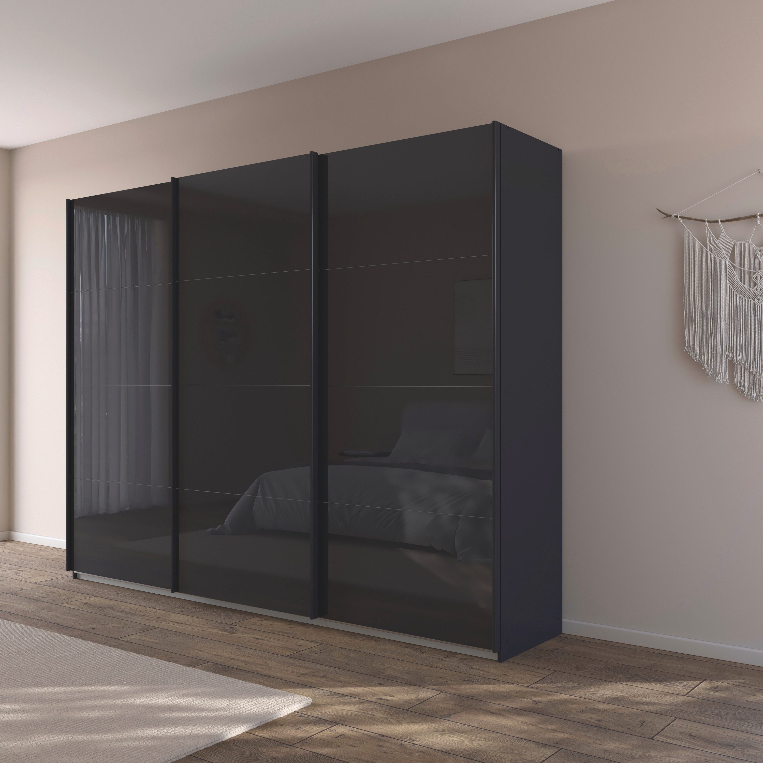 rauch Schuifdeurkast Kledingkast Kast Garderobe AGORDO met Glasfront doordachte binnenuitrusting, in 4 breedtes en 2 hoogtes made in germany