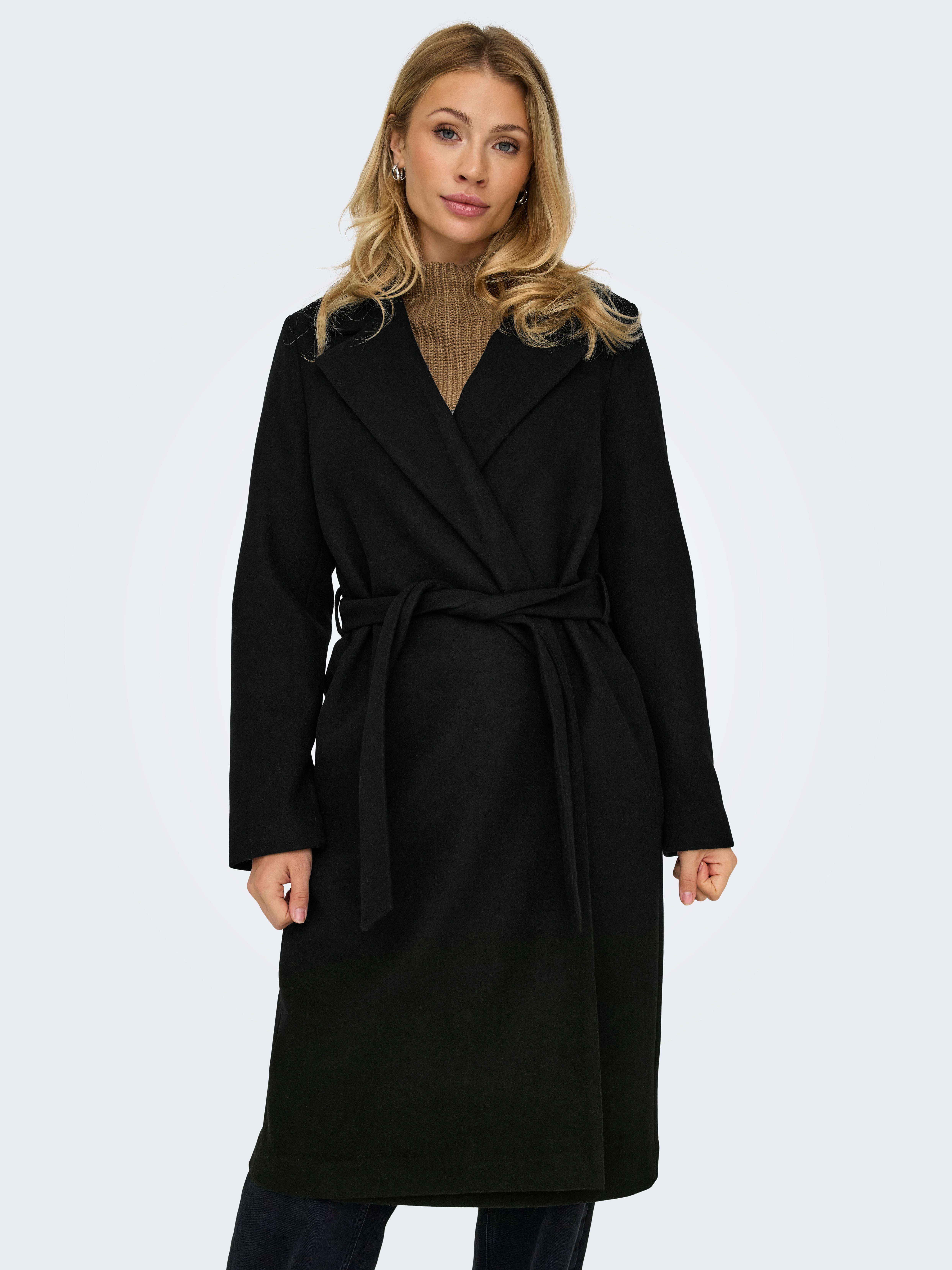 Only Lange jas ONLALVILDA LIFE WRAP COAT OTW