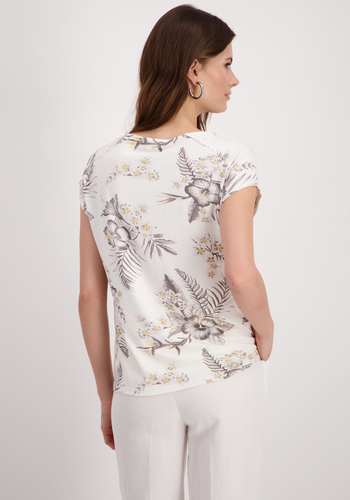 Monari Shirt met ronde hals met bloemmotief