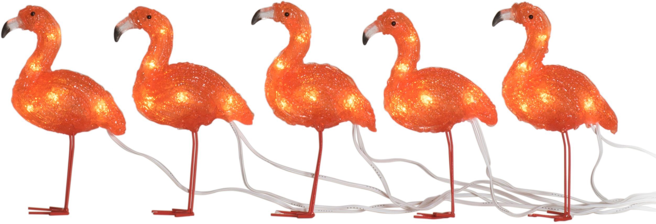 KONSTSMIDE Kerstfiguur Led acryl flamingo's, set van 5, 40 amberkleurige dioden (1 stuk)