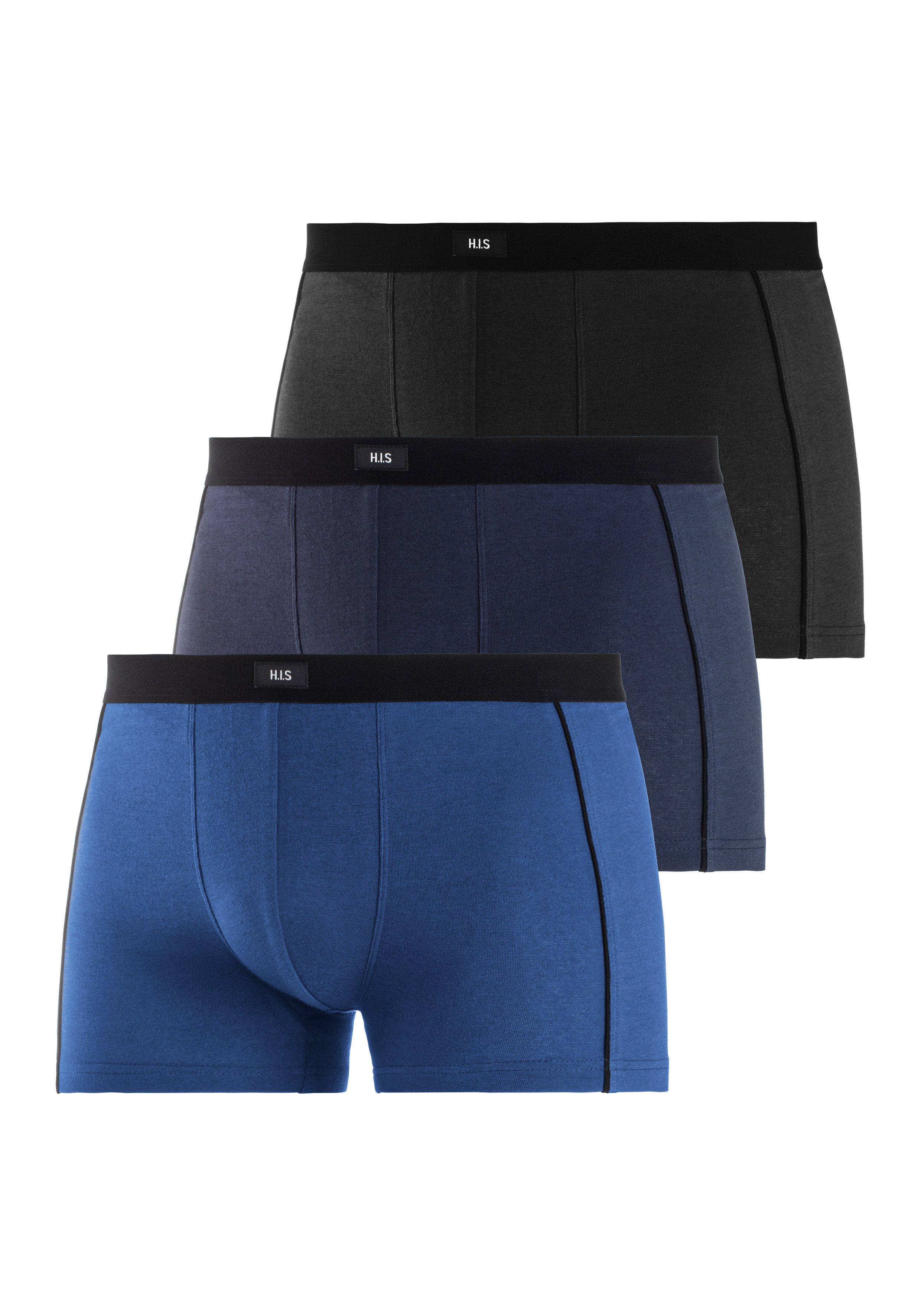 H.I.S Boxershort voor heren met smalle piping aan beide kanten opzij (set, 3 stuks)