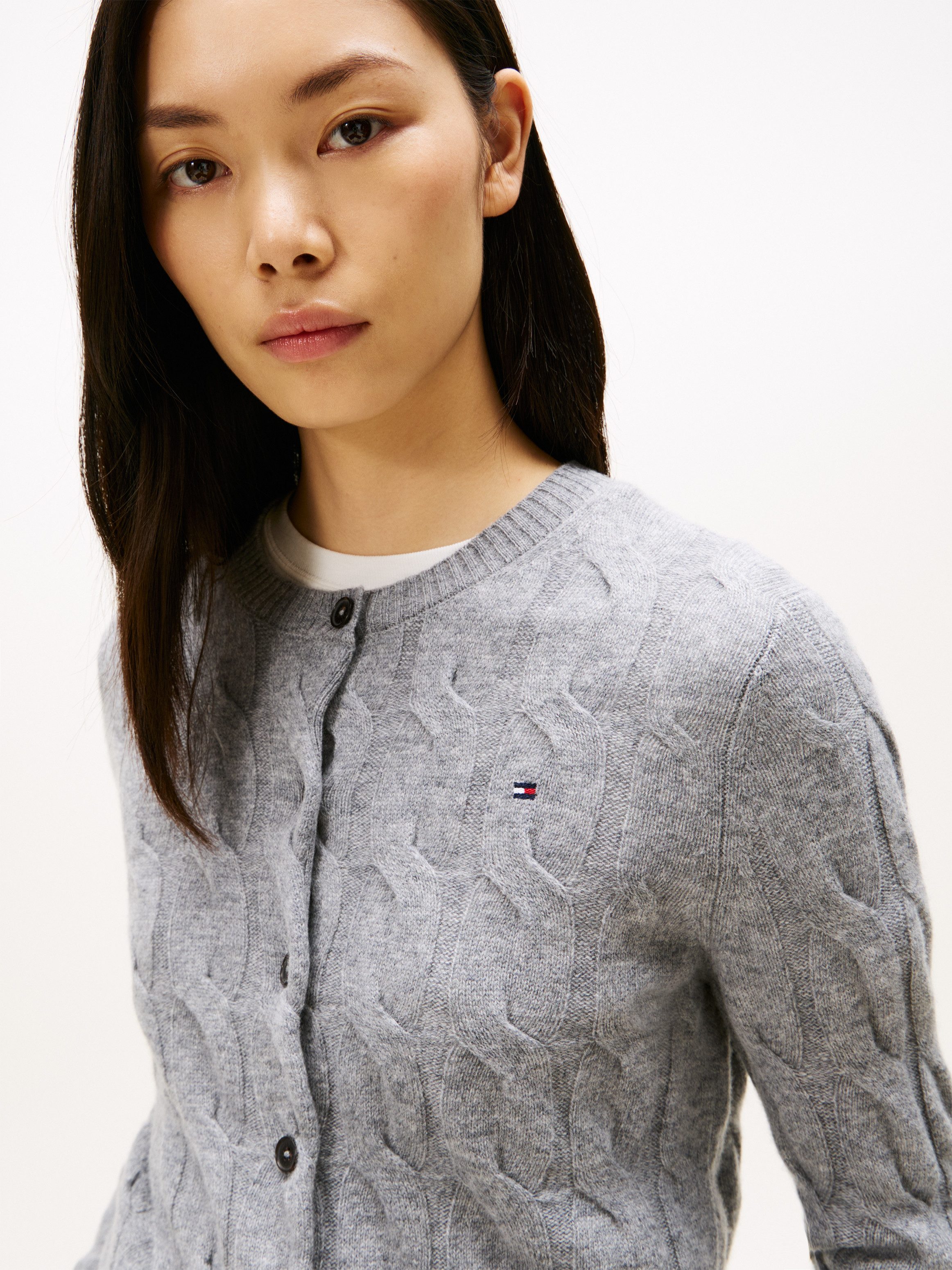 Tommy Hilfiger Vest SOFT WOOL CABLE C-NK LS CARDIGAN