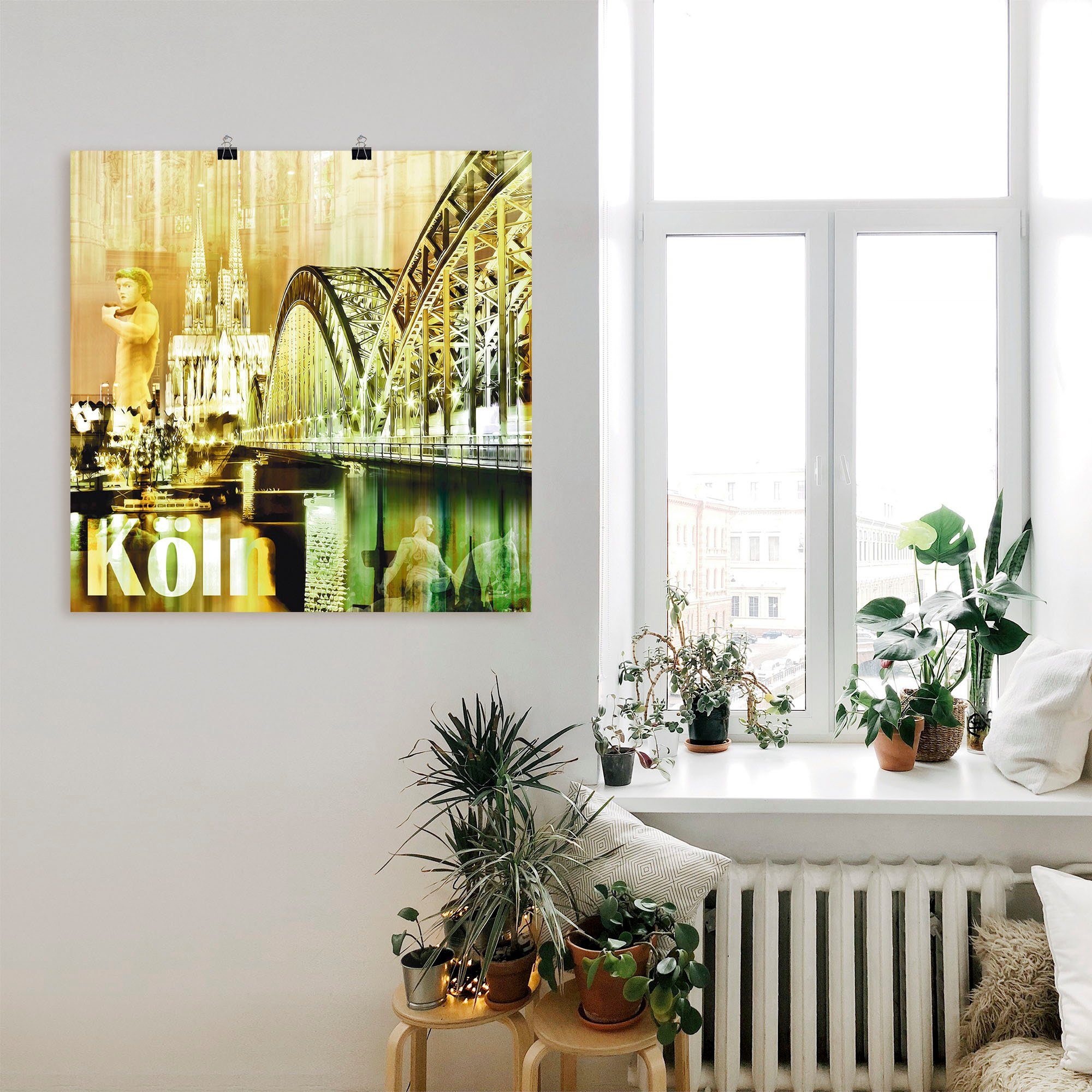 Artland Poster Köln skyline abstracte collage II als artprint op linnen, muursticker of poster in verschillende maten