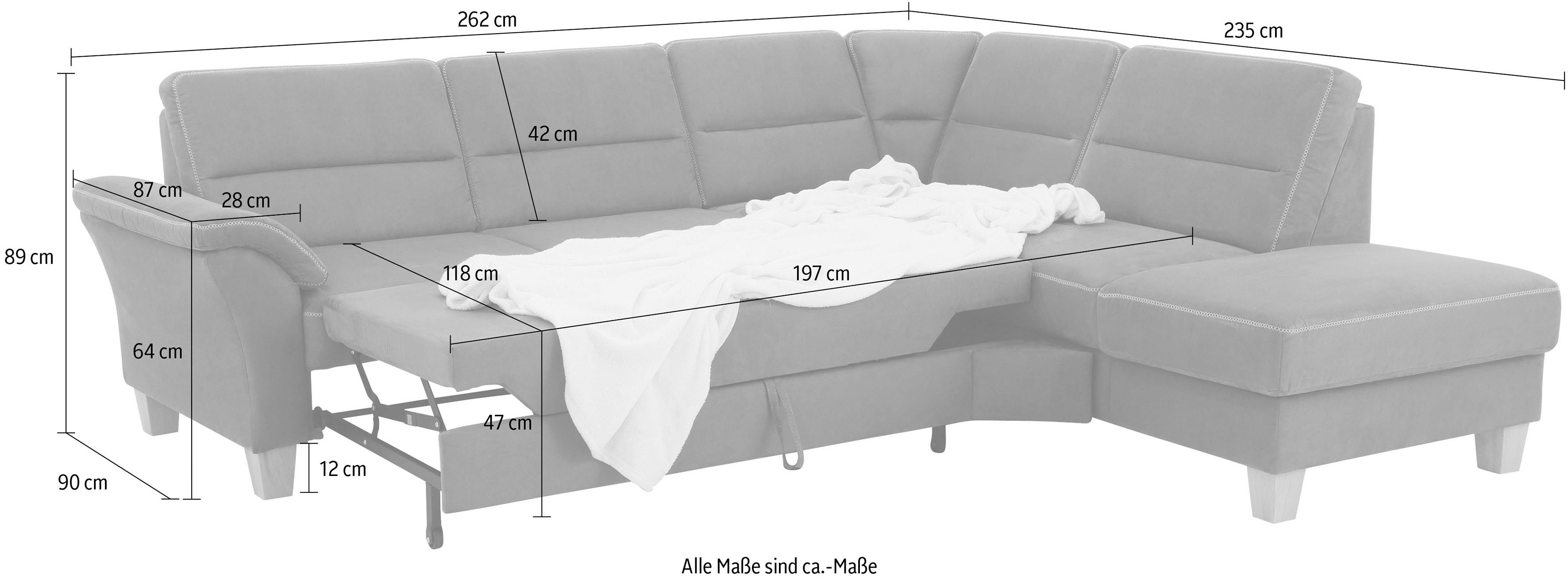 Home affaire Hoekbank Soleo L-model comfortabel door trapezehoek met relaxfunctie, ook met slaapfunctie