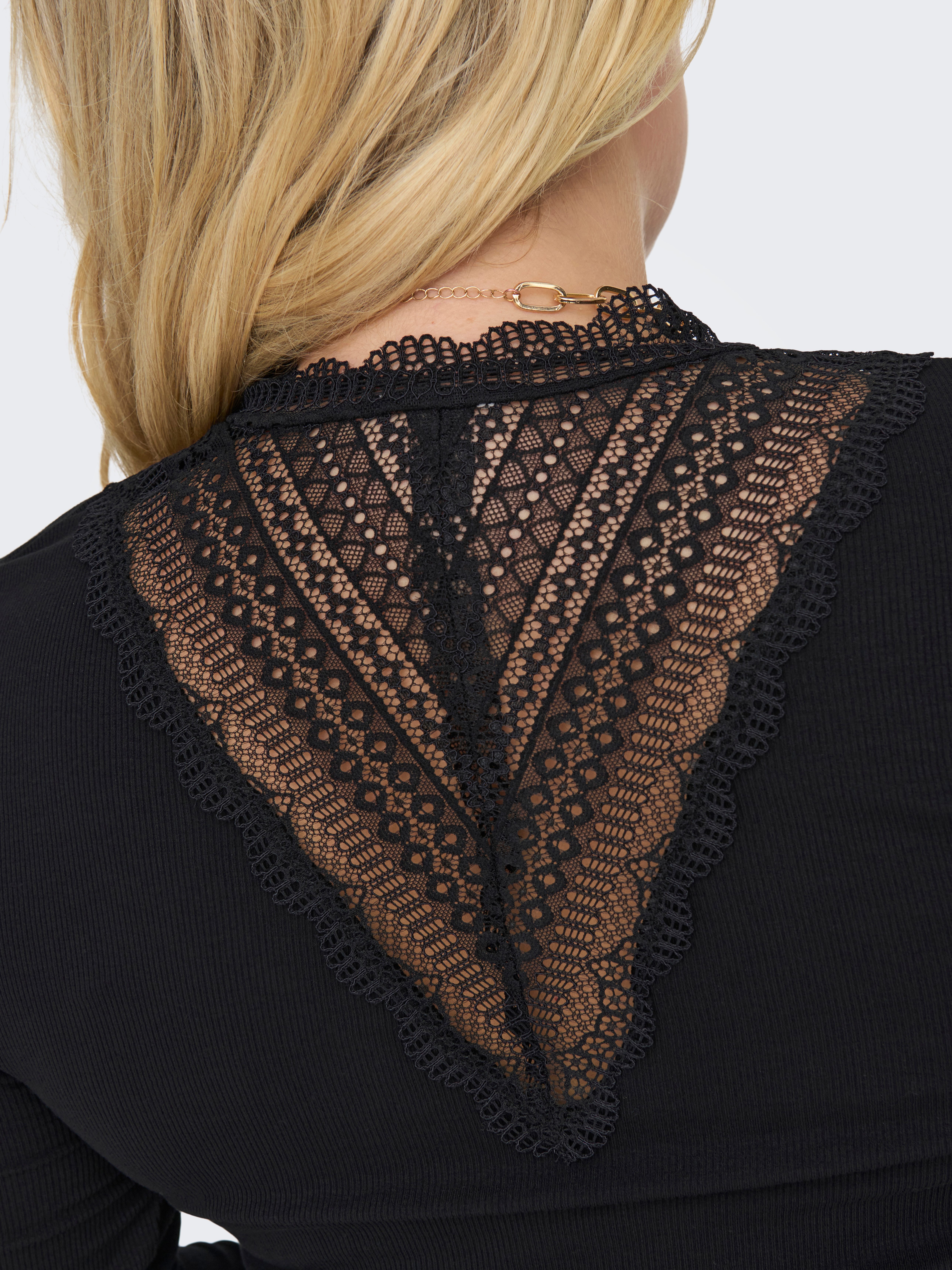 ONLY CARMAKOMA Shirt met lange mouwen CARTILDE RIB LACE L/S TOP JRS NOOS