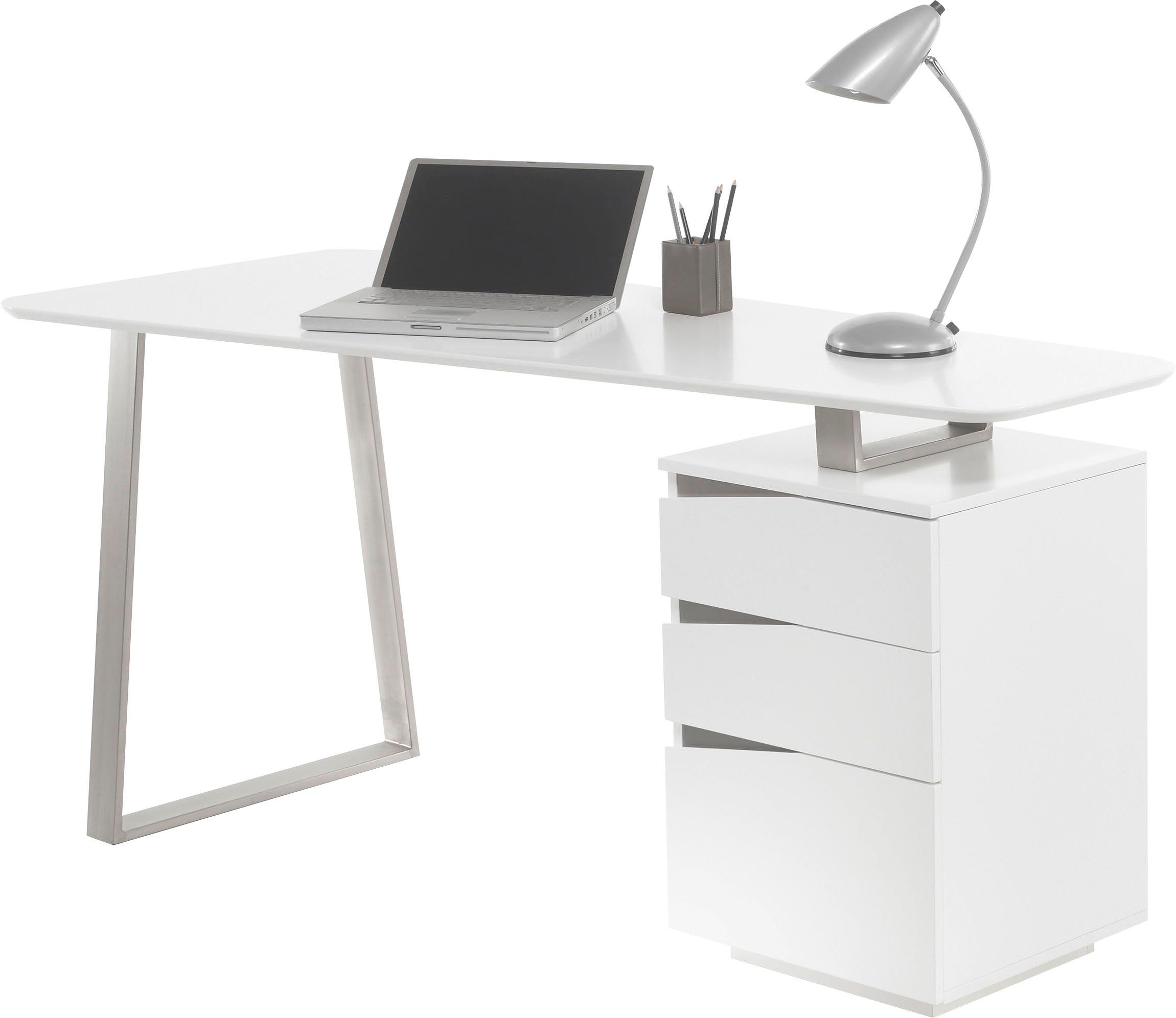 MCA furniture Bureau Tori matwit gelakt, met 3 laden, breedte 150 cm