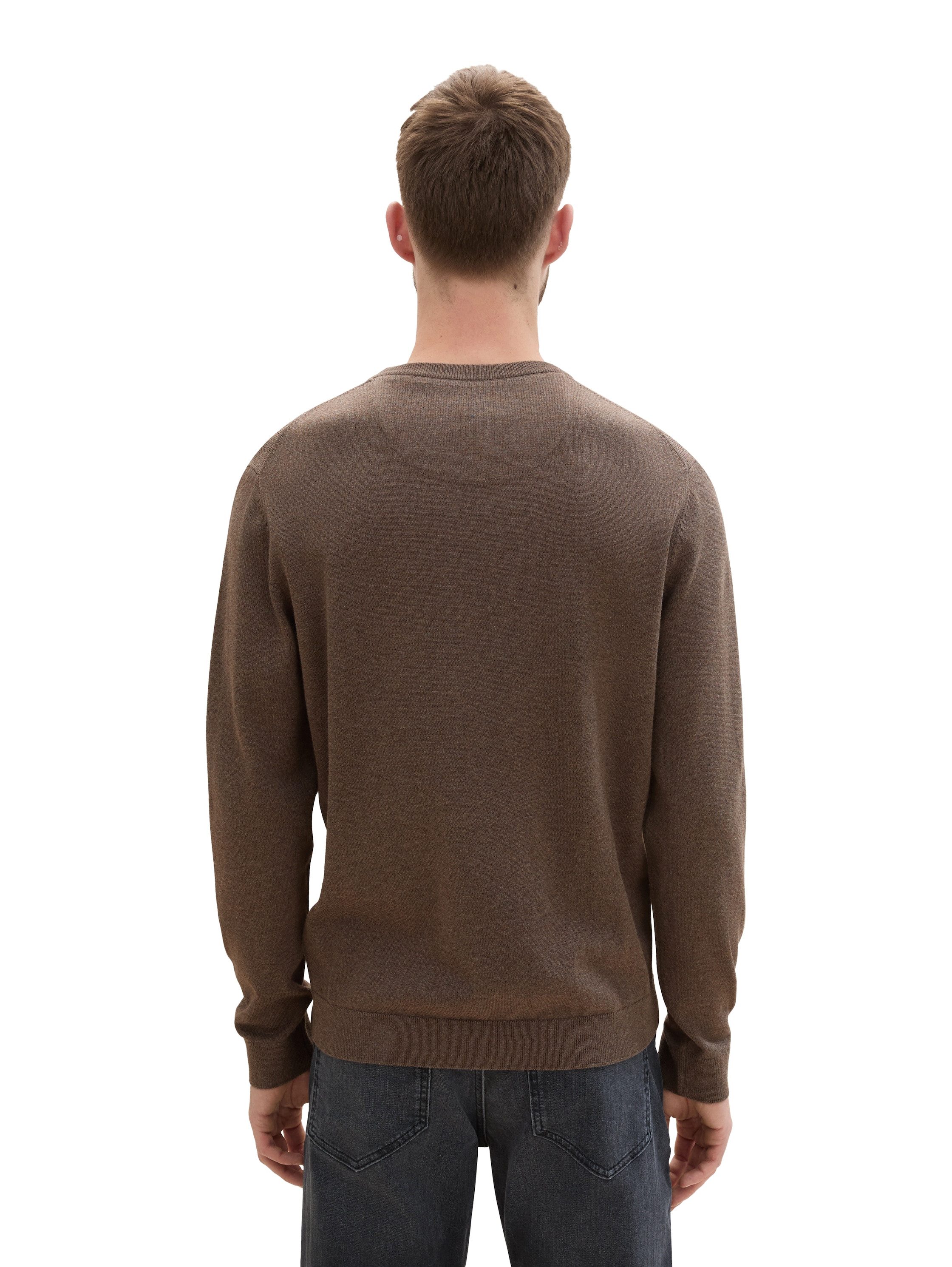 Tom Tailor Trui met ronde hals met geborduurd logo
