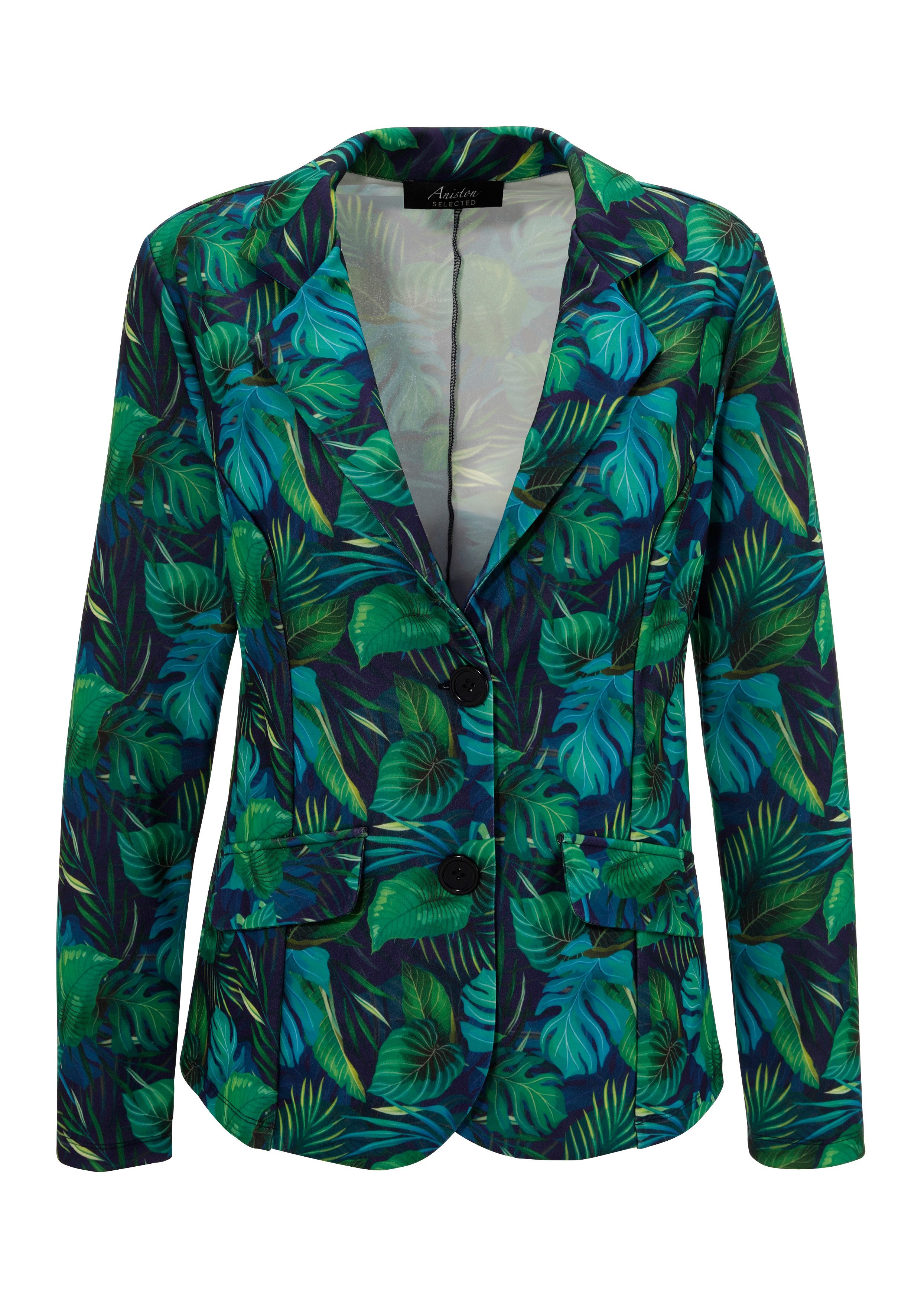 Aniston SELECTED Jerseyblazer met grootschalig en abstract bladerenpatroon - nieuwe collectie
