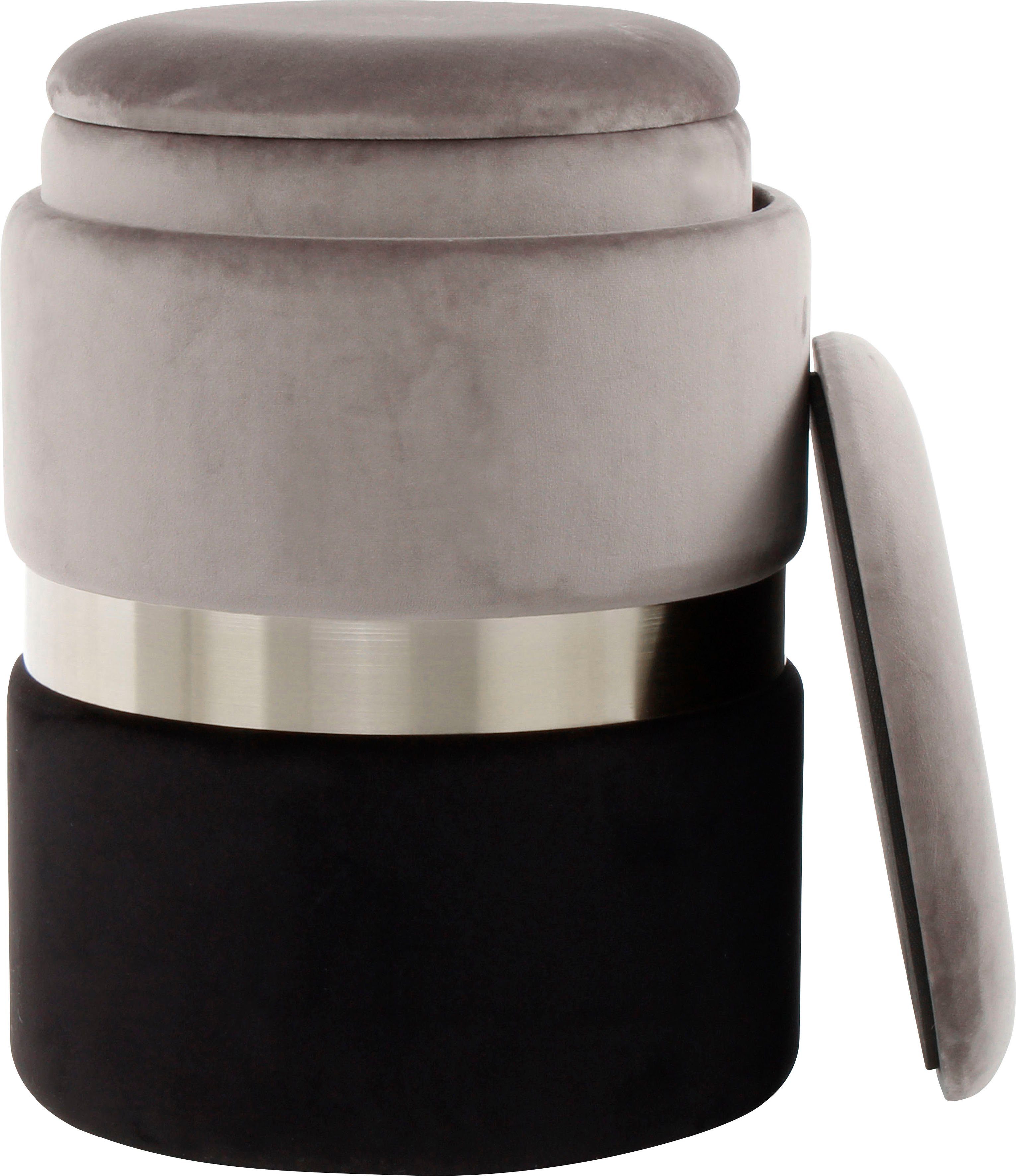 Kayoom Hocker met bergruimte Kruk Zora 125 2-delige set, fluweelzachte stof bekleding, ronde elegante vorm (set, 2 stuks)