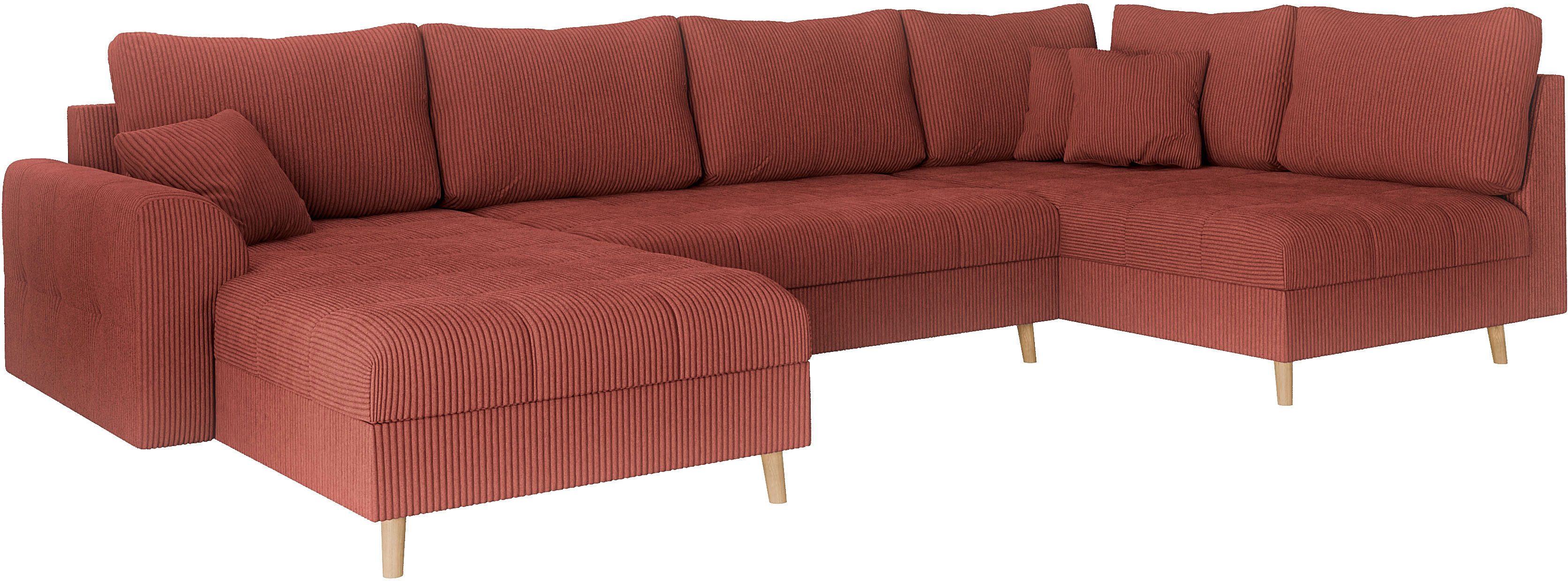 Home affaire Zithoek CHARRE U-vorm met ottomane, afmetingen B/D/H: 310/161/81 cm fijne stiksels, losse rug- en sierkussens, ook in cord en bouclé
