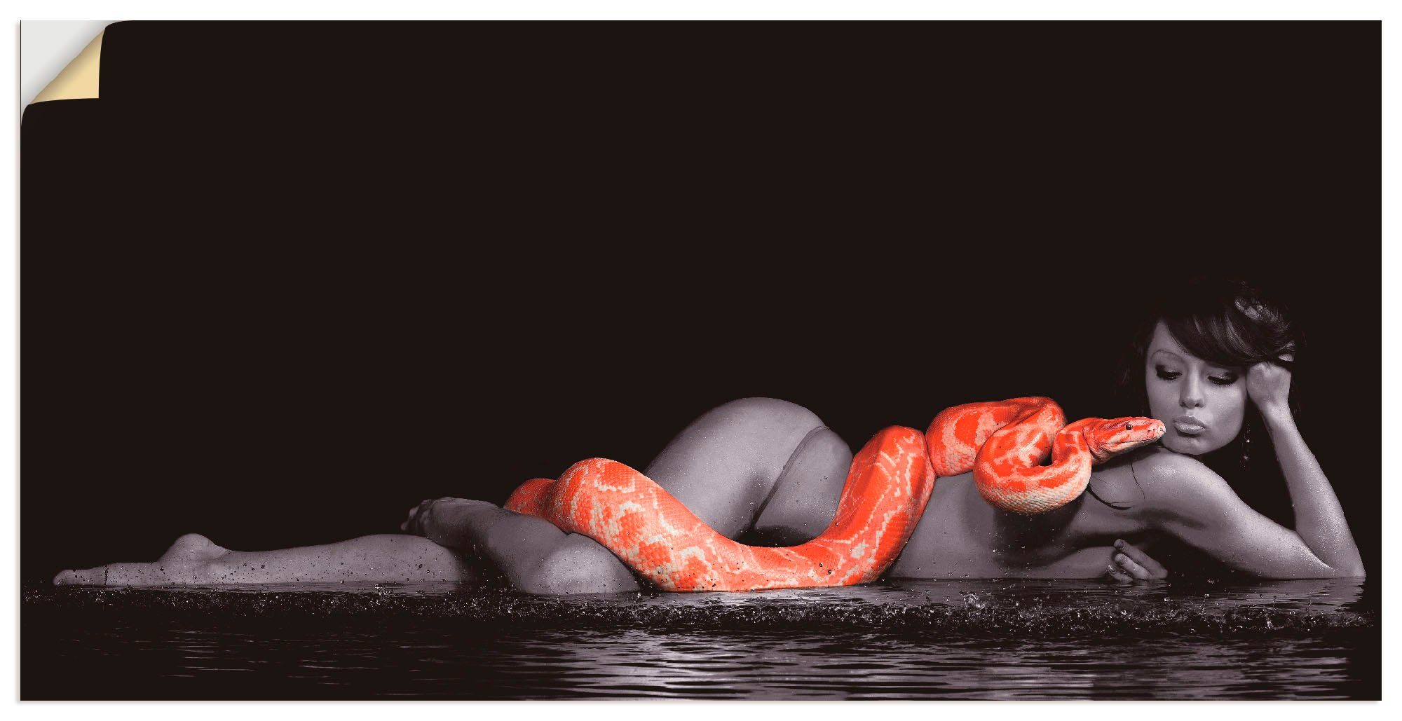 Artland artprint Frau in Wasser liegend mit Python