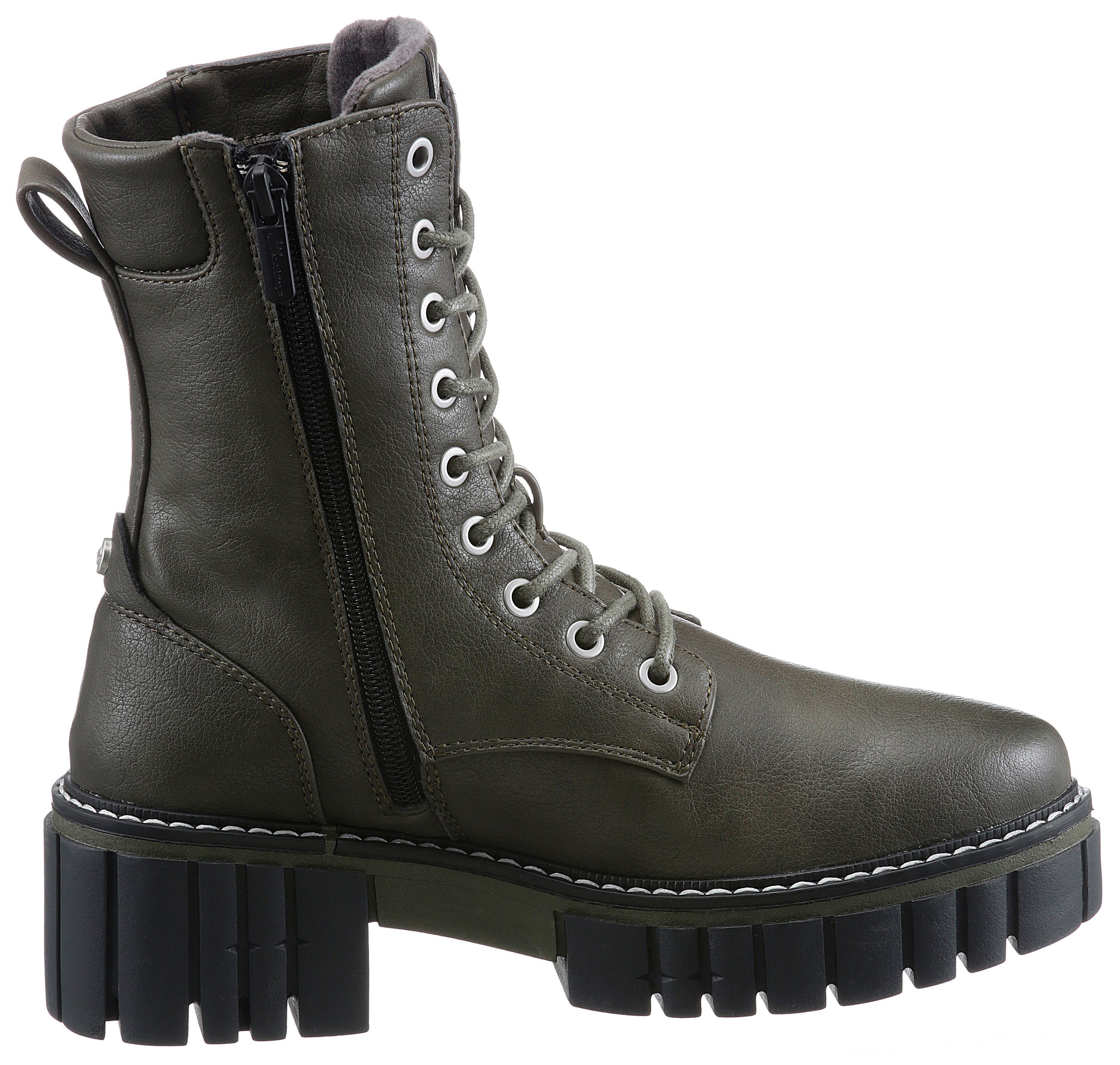 Mustang Shoes Hoge veterschoenen met profielzool