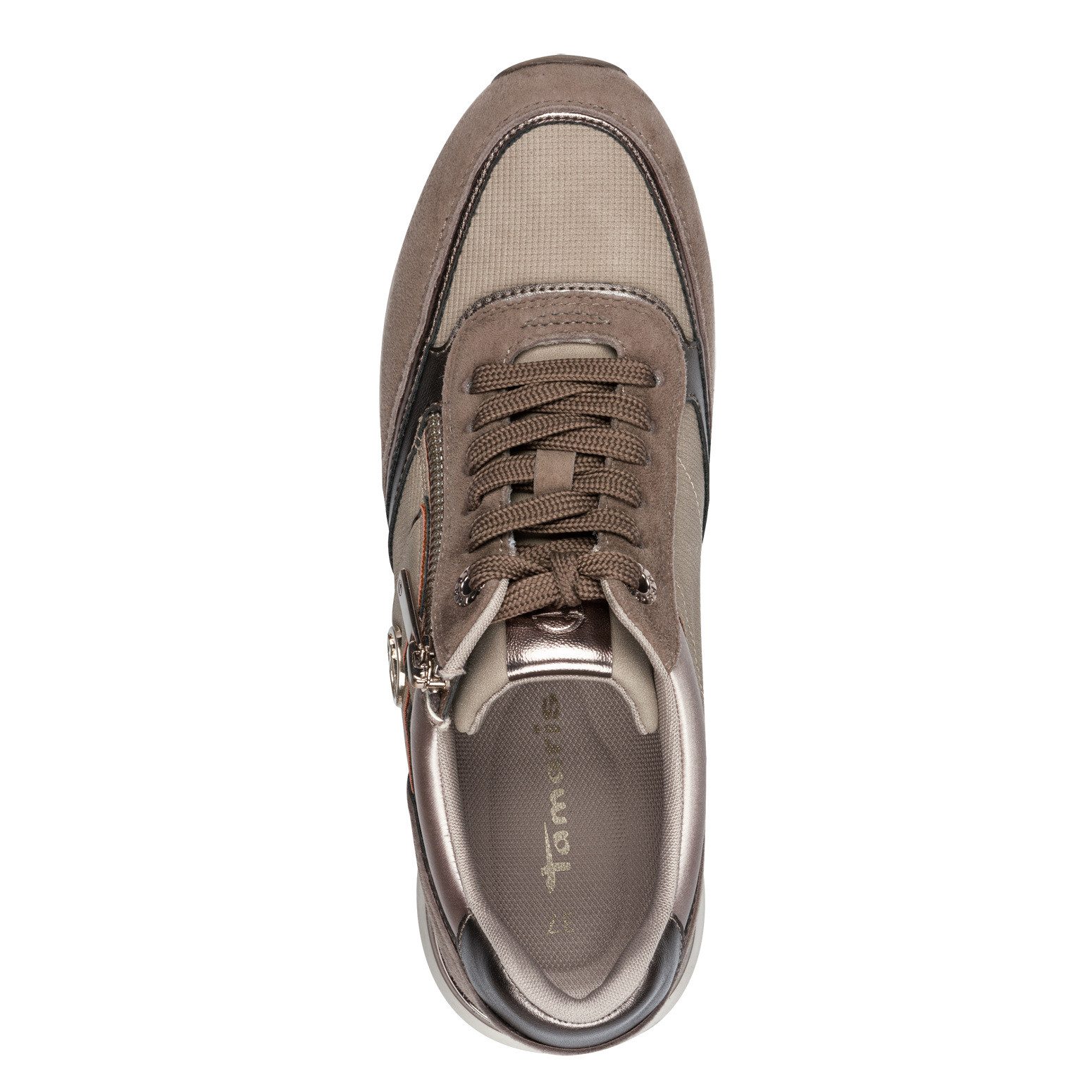 Tamaris Sneakers met sleehak vrijetijdsschoen, lage schoen, veterschoen met contrastafwerkingen