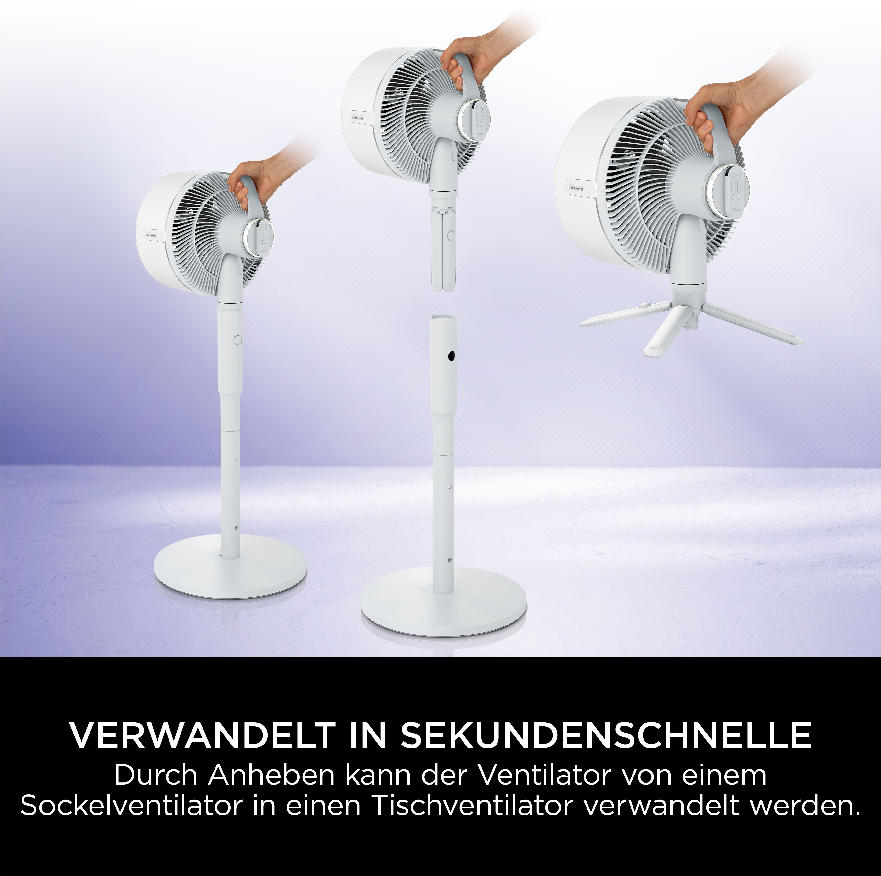 Shark Staande accu-ventilator FlexBreeze FA220EU Flüsterstille ventilator draadloos & bedraad inzetbaar